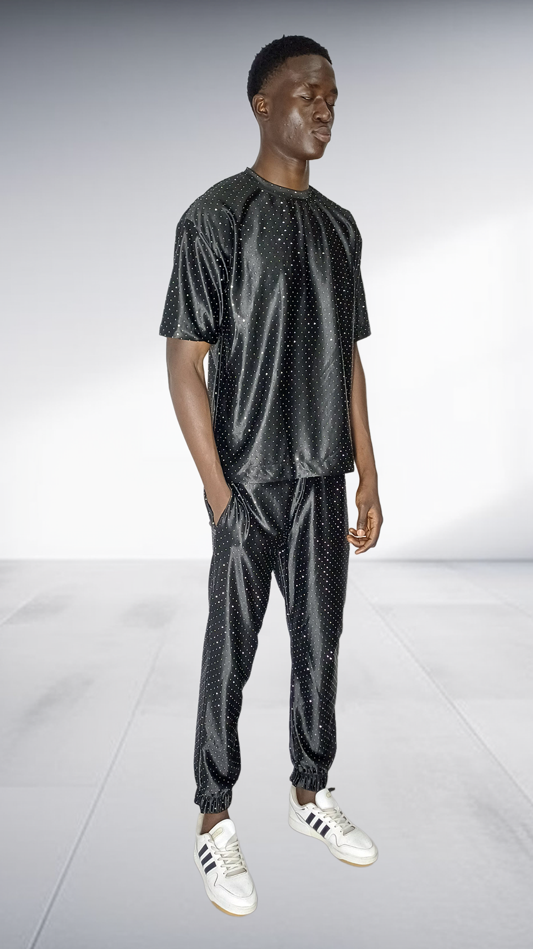 Thula Sindi Black Velvet Studded Two-Piece Set