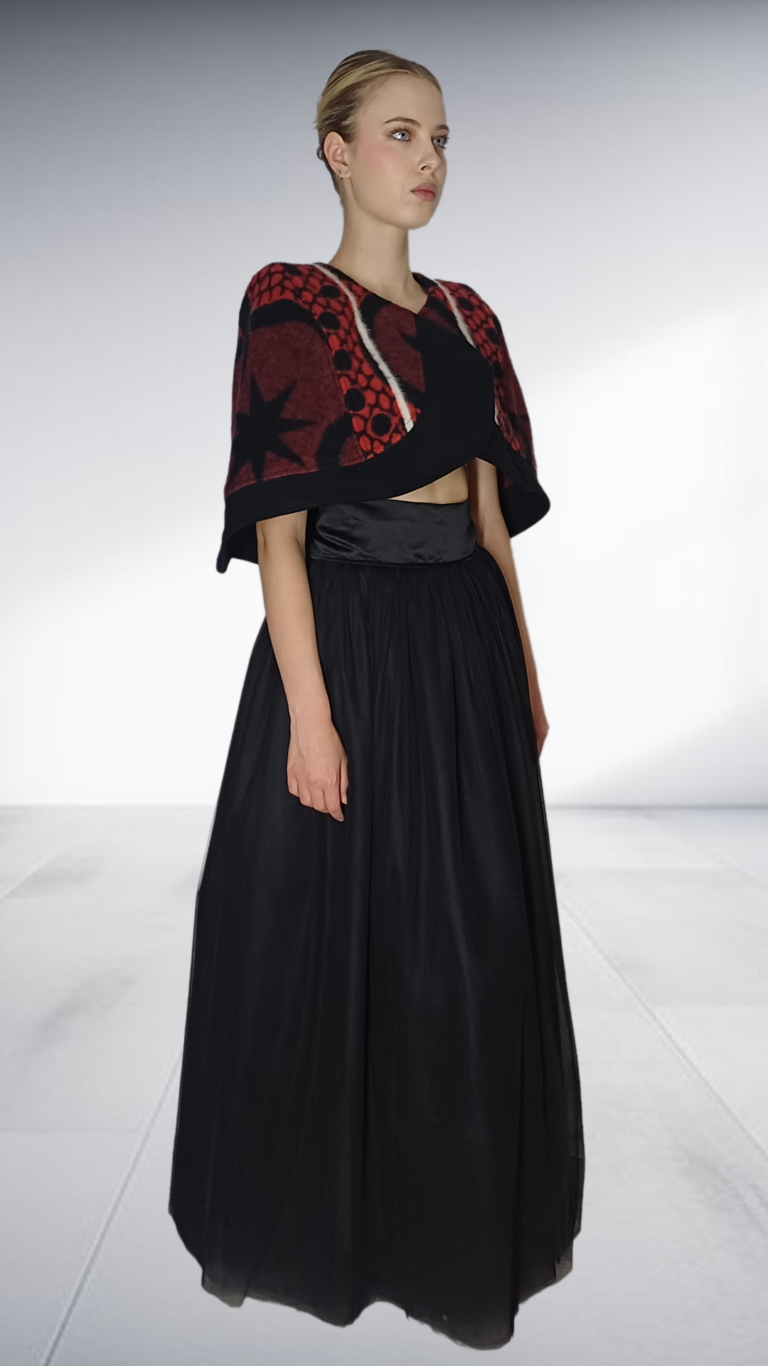 Thabo Makhetha Kobo Ea Bohali Cape - Burgundy & Black