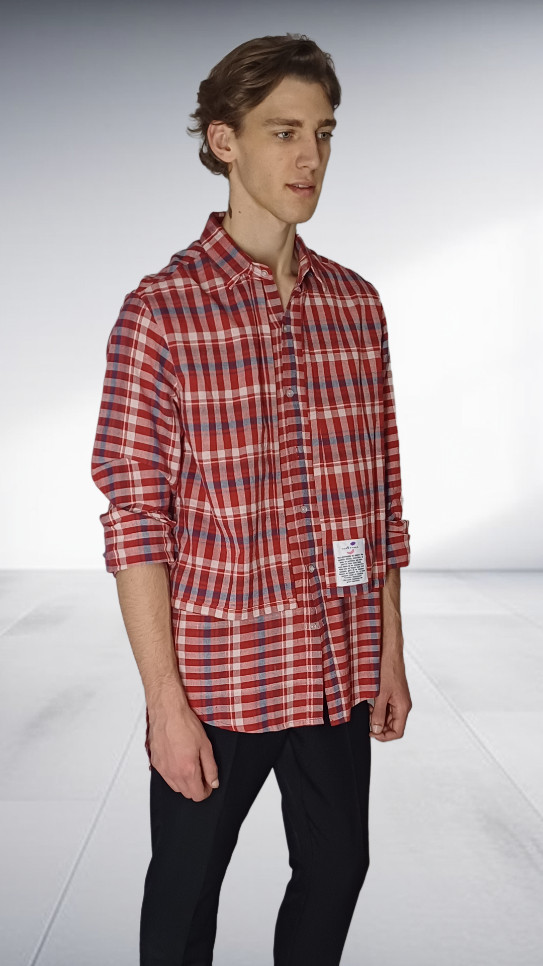 Sipho Mbuto Oversized Check Shirt - Red & Cream