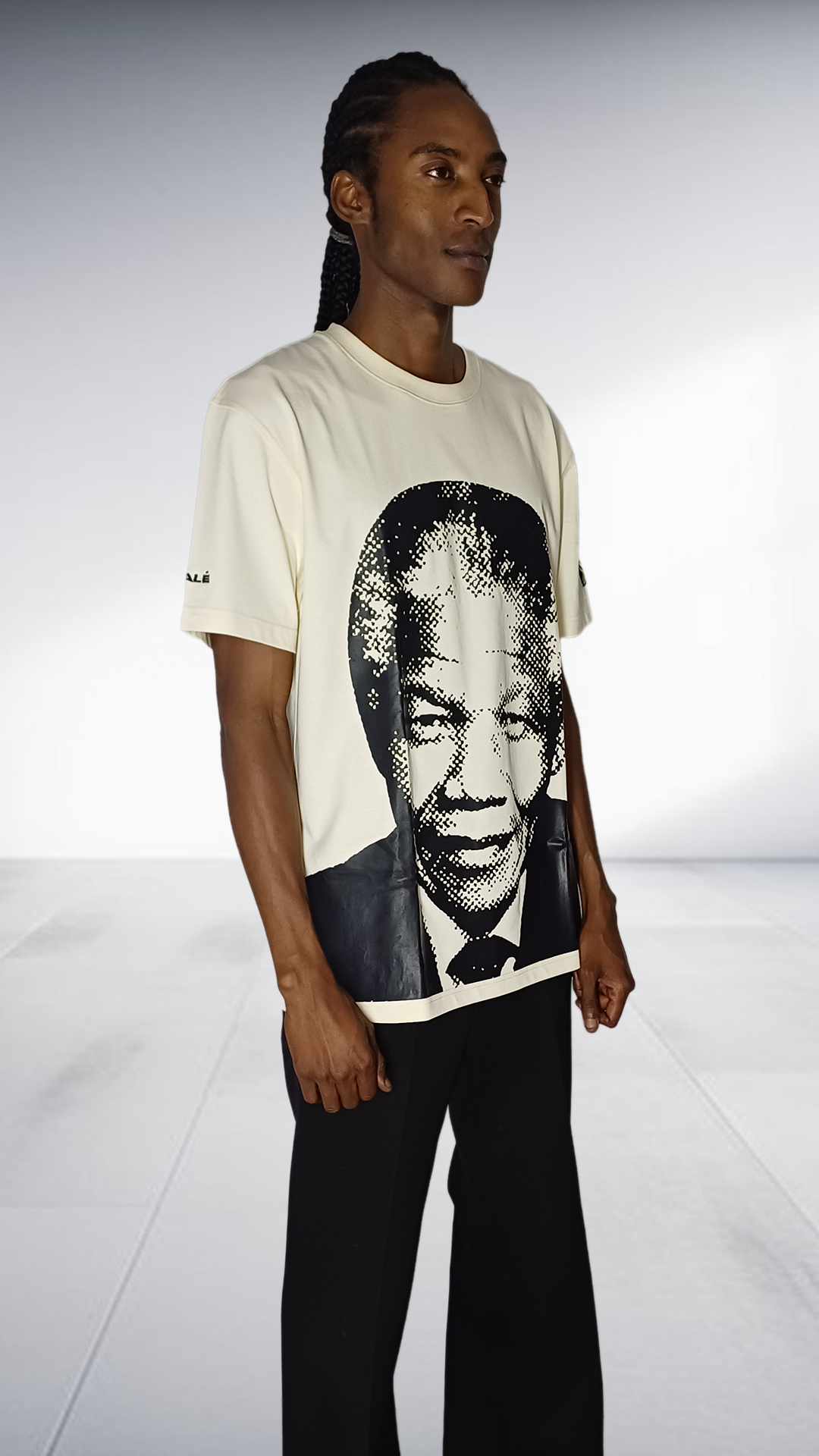 Chale Mandela Portrait Graphic T-Shirt - Cream