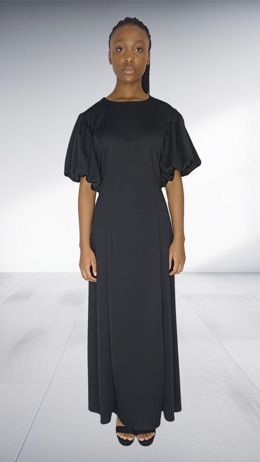 Black Flutter Sleeve Maxi Dress