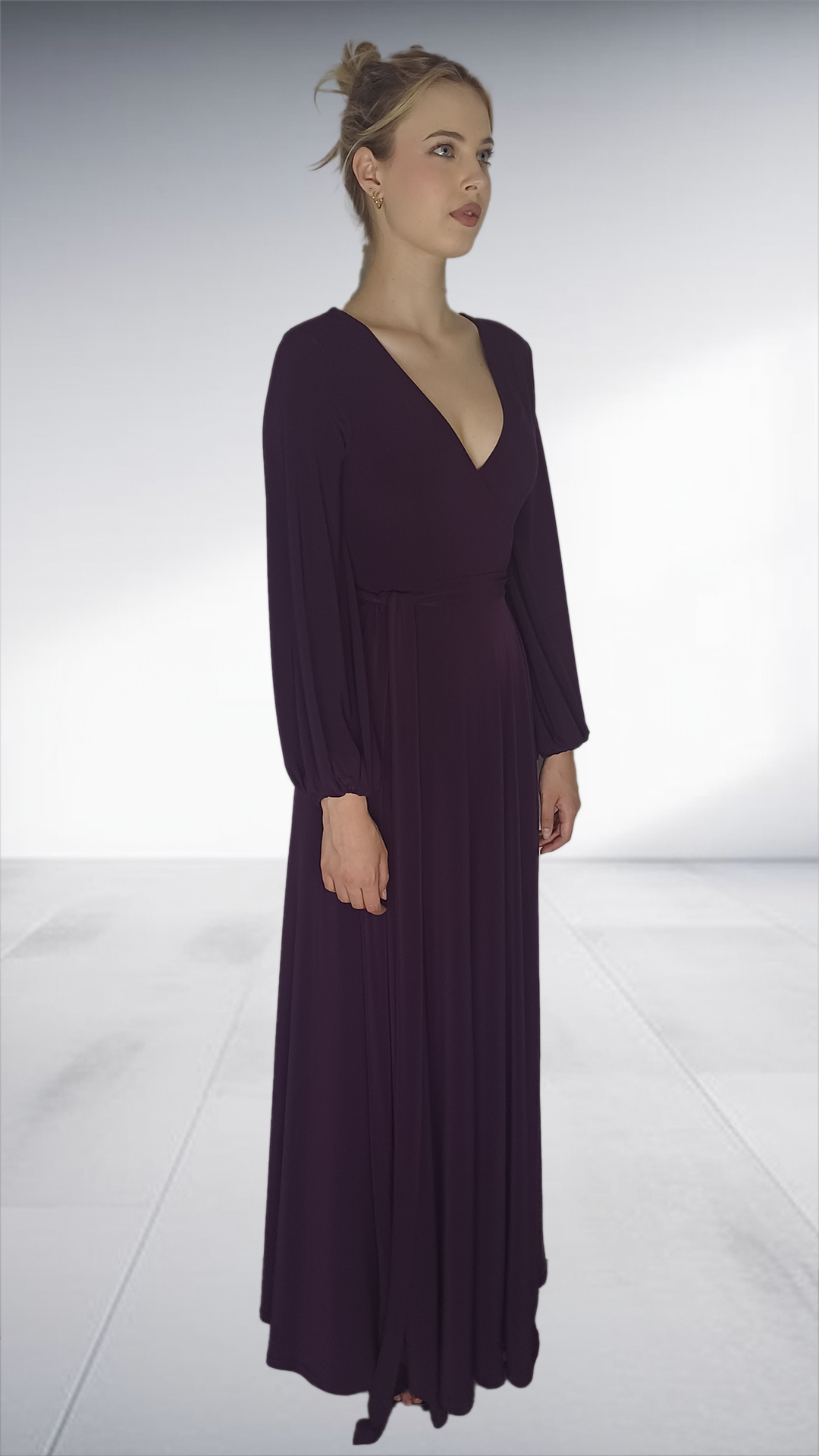 Deep Plum Wrap Maxi Dress