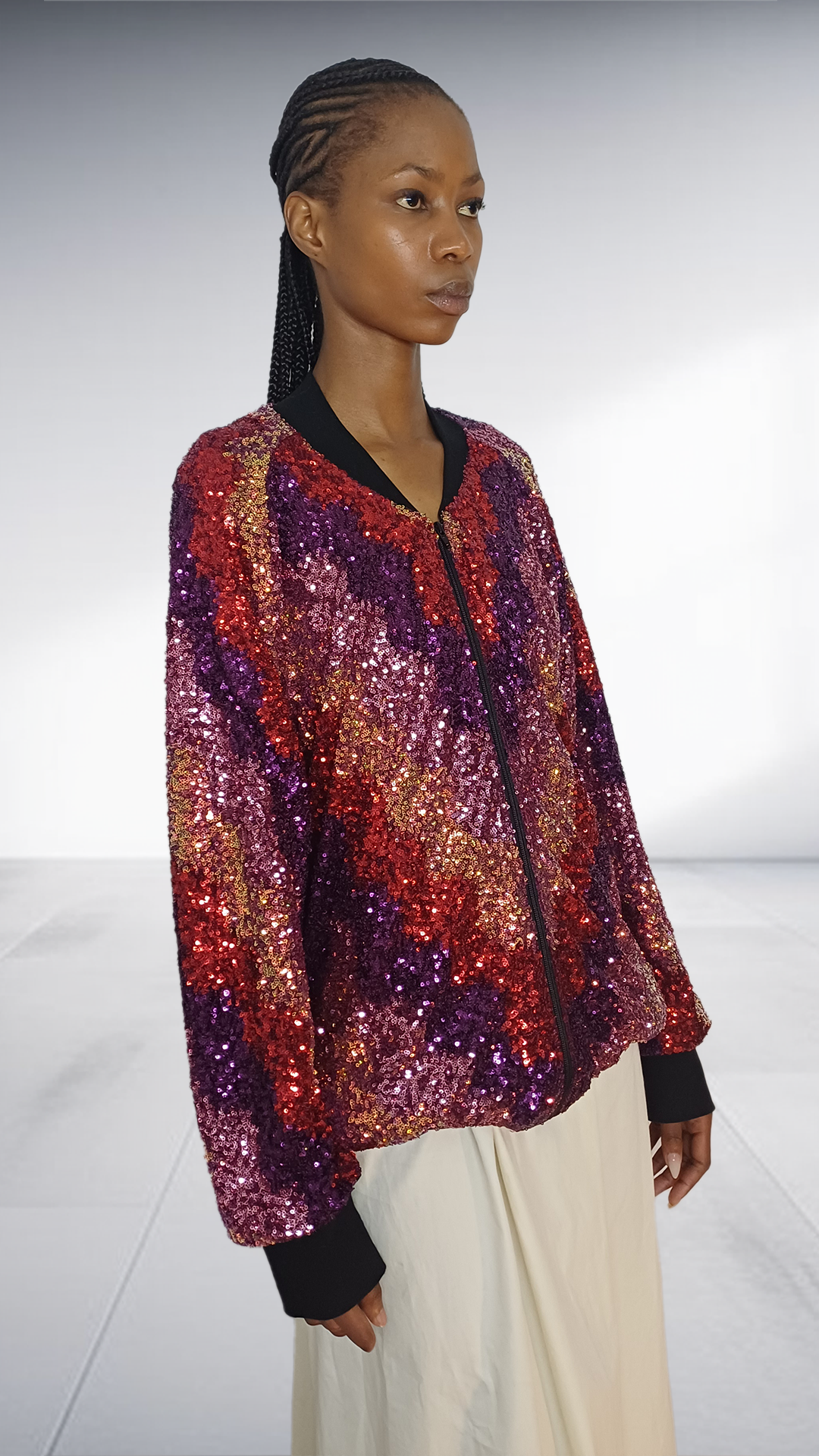 Sparkly Multicolor Sequin Bomber Jacket