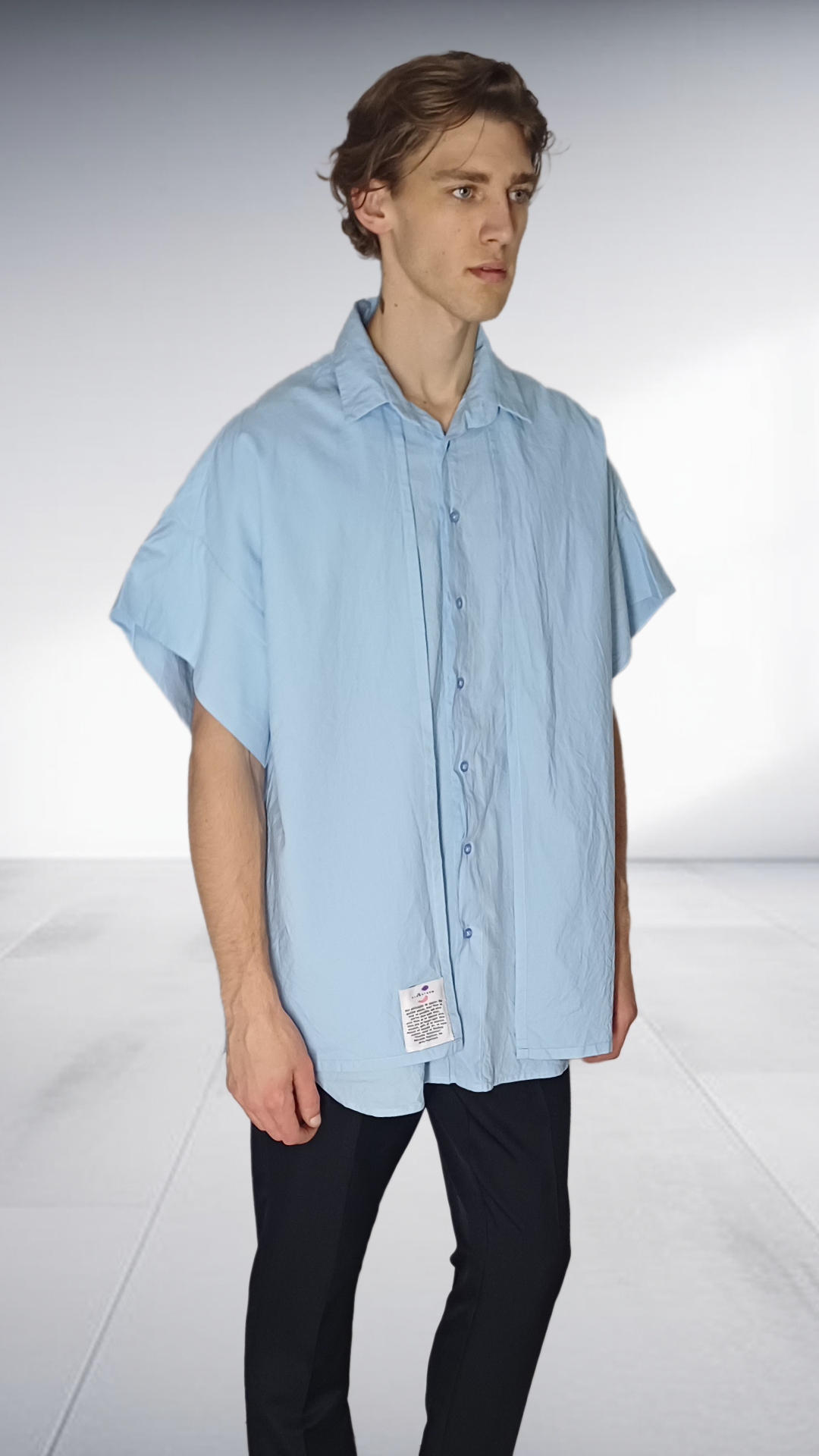 Sipho Mbuto Oversized Short Sleeve Shirt - Sky Blue