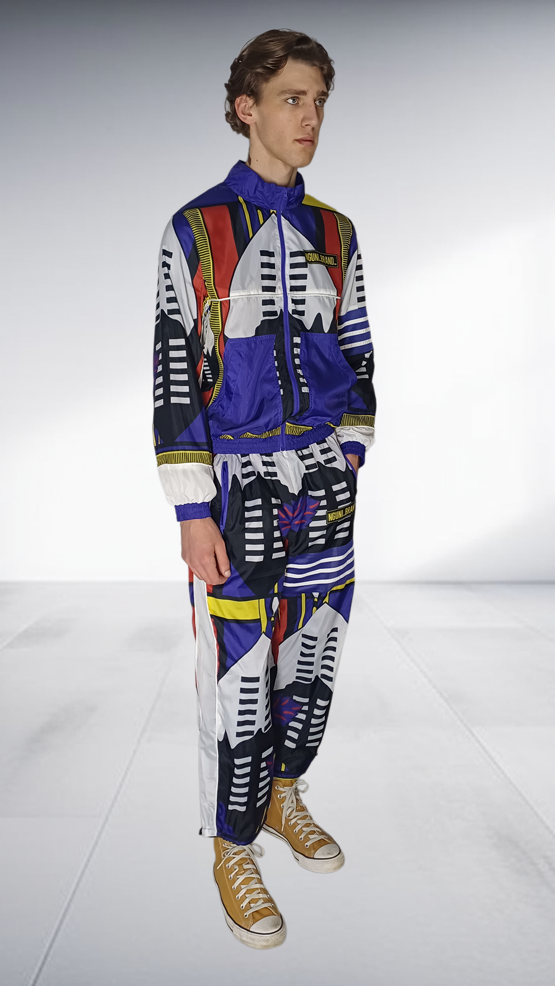 NguniBrand Ndebele Print Tracksuit - Royal Blue & Multicolor