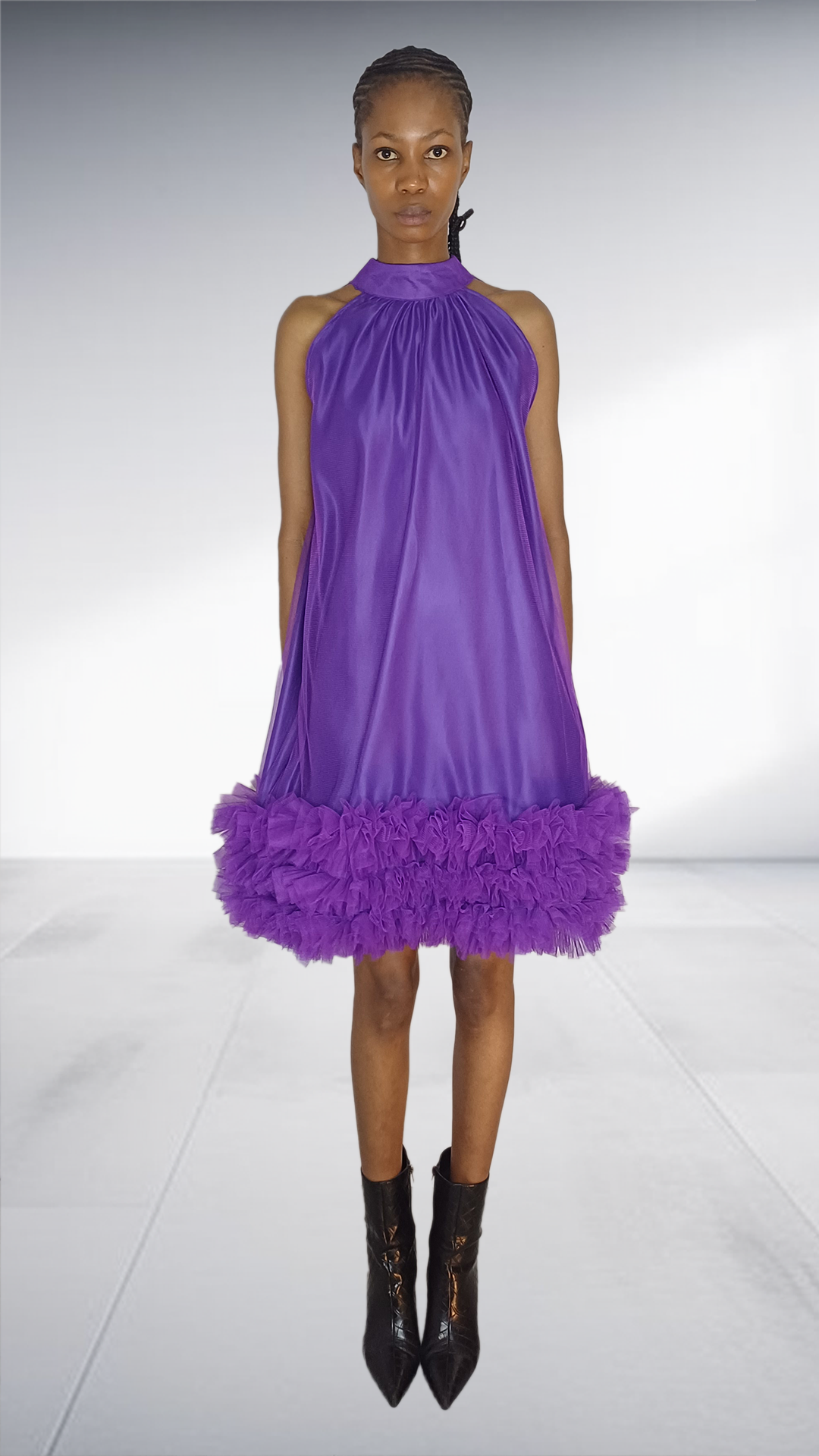open lace back dress LK Clothing Purple halter-neck Freedom Dress with Ruffle – AfricaRise Online