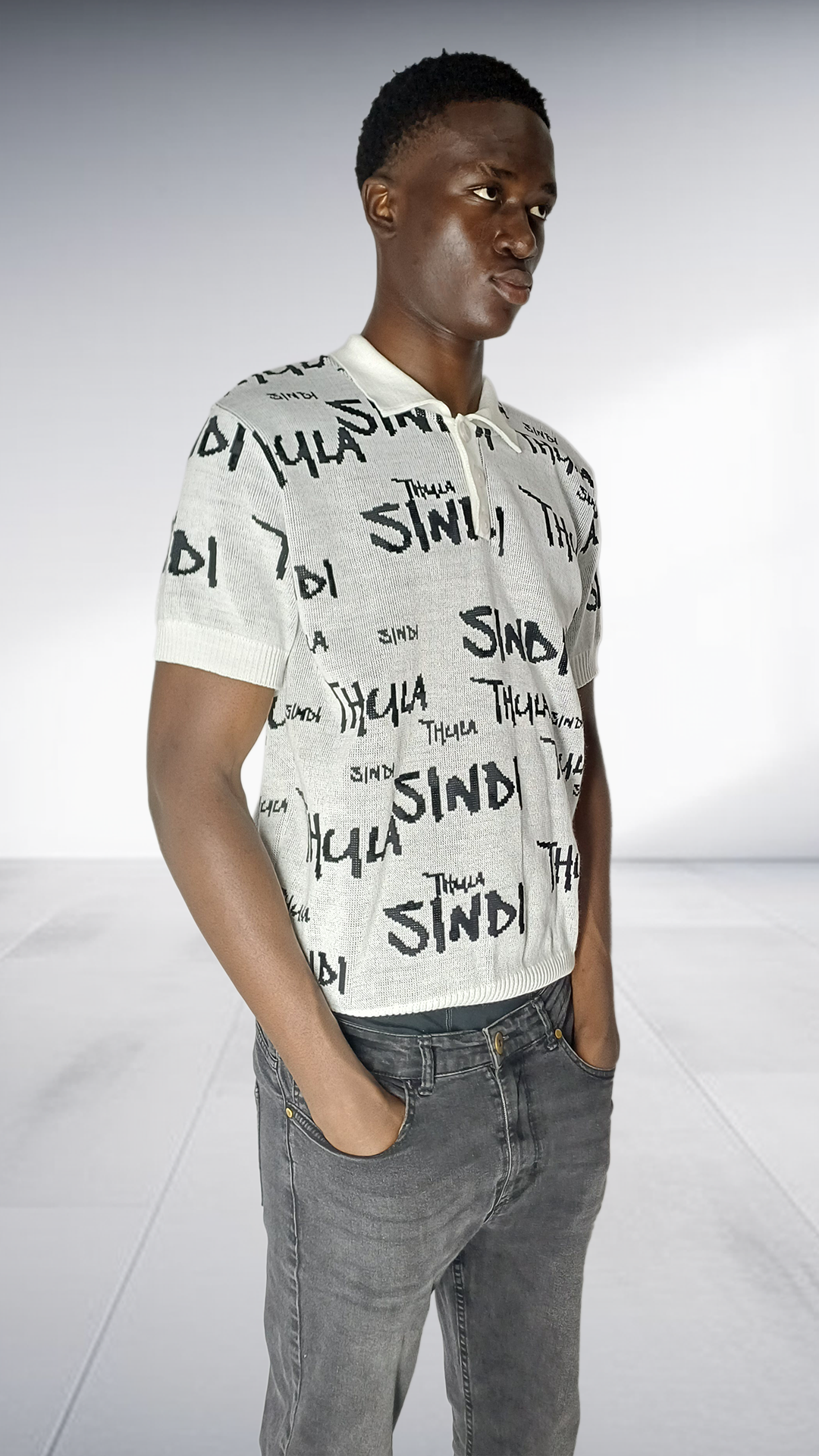 Thula Sindi Signature Knit Polo Shirt - Cream & Black