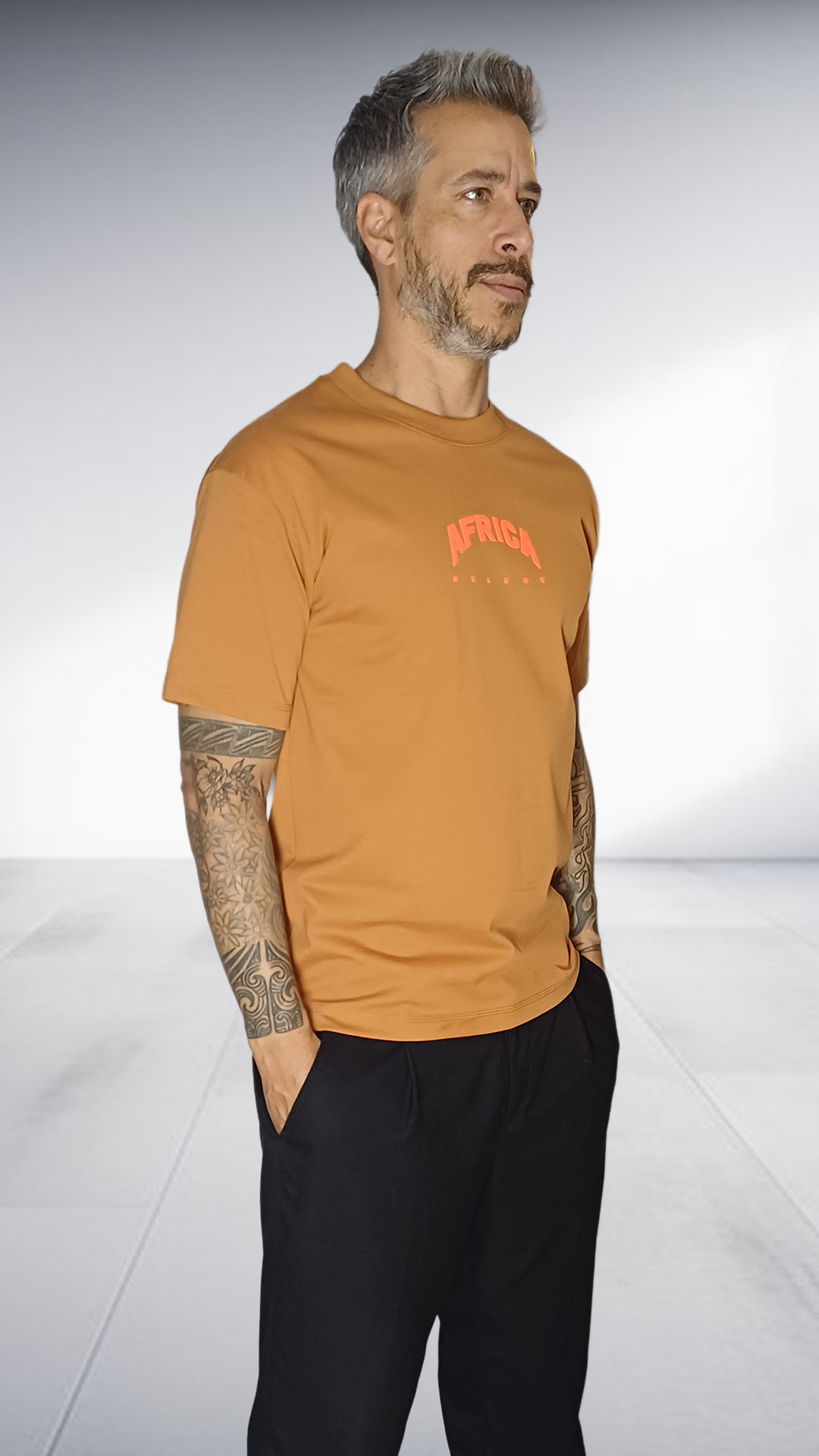 SE7EN HEART BEATS Africa Season Couple Graphic T-Shirt - Caramel & Coral