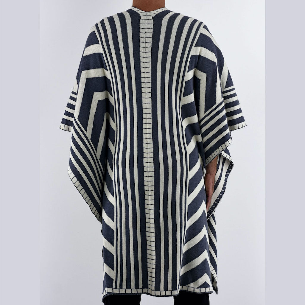 ZG5422 Slate Ecru Zebra Poncho