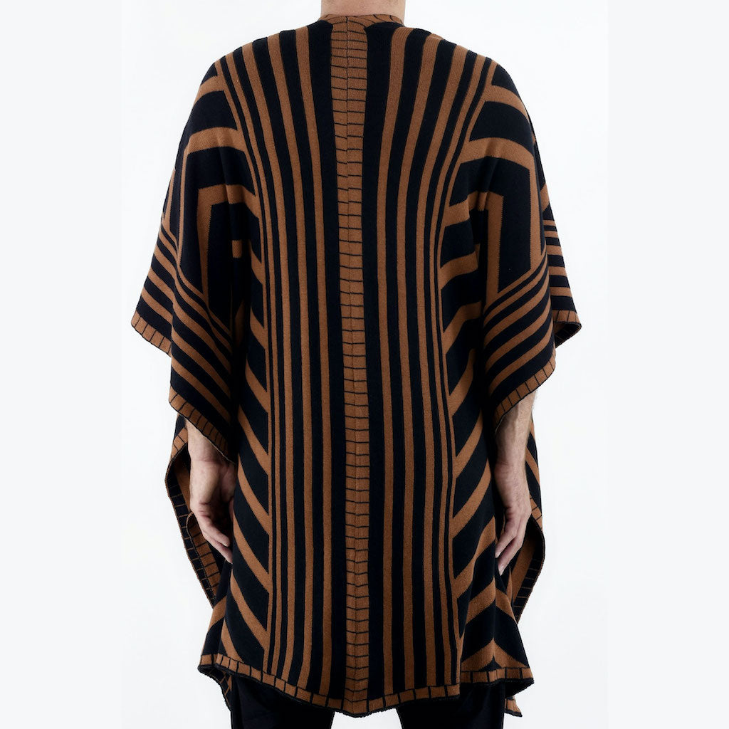 ZG5425 Rust Black Zebra Poncho