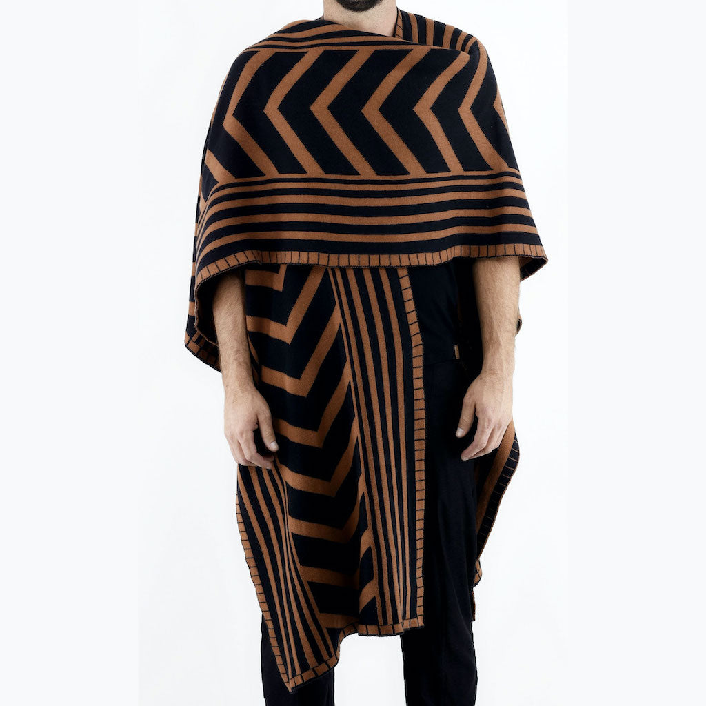 ZG5425 Rust Black Zebra Poncho