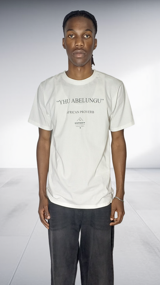 Imprint 'Yhu Abelungu' African Proverb T-Shirt - Cream