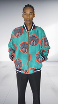 Reversible Mille Collines Peacock Bomber Jacket - Turquoise & Coral