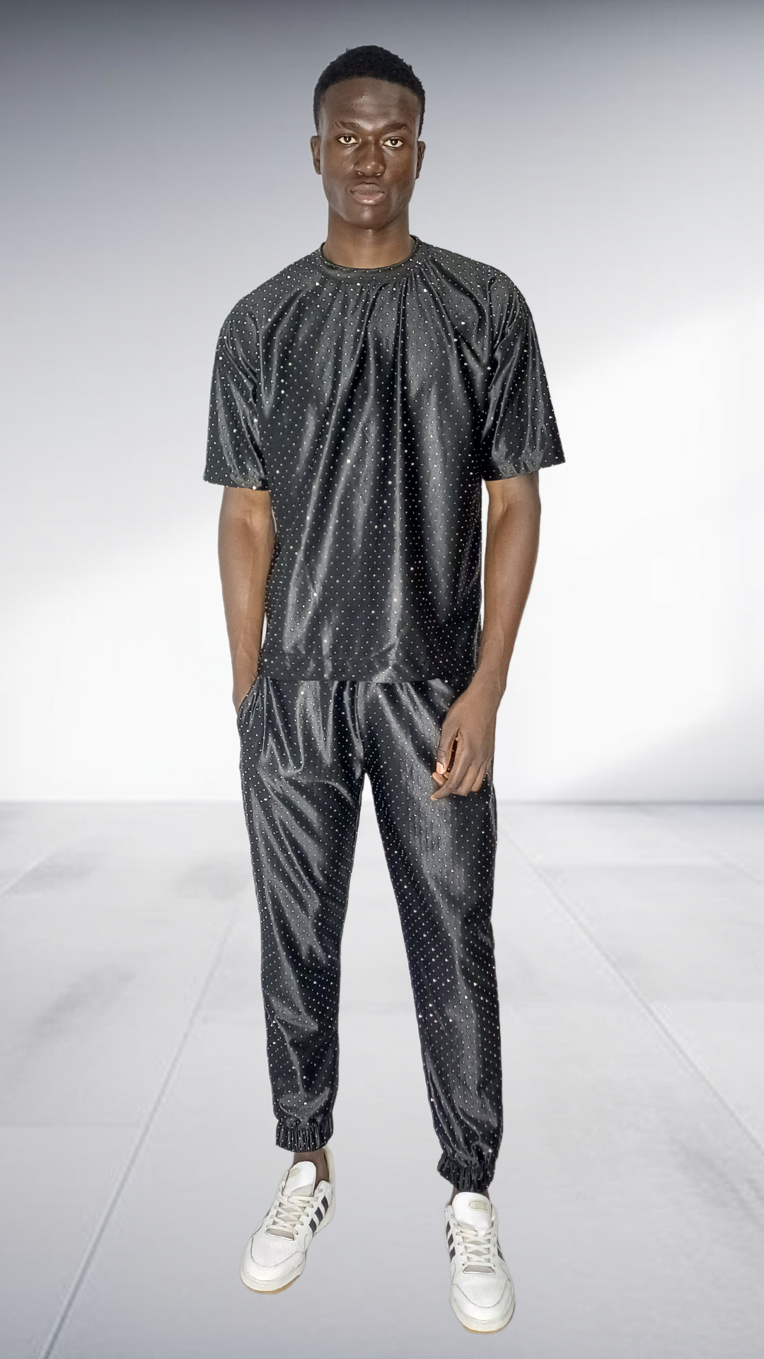 Thula Sindi Black Velvet Studded Two-Piece Set