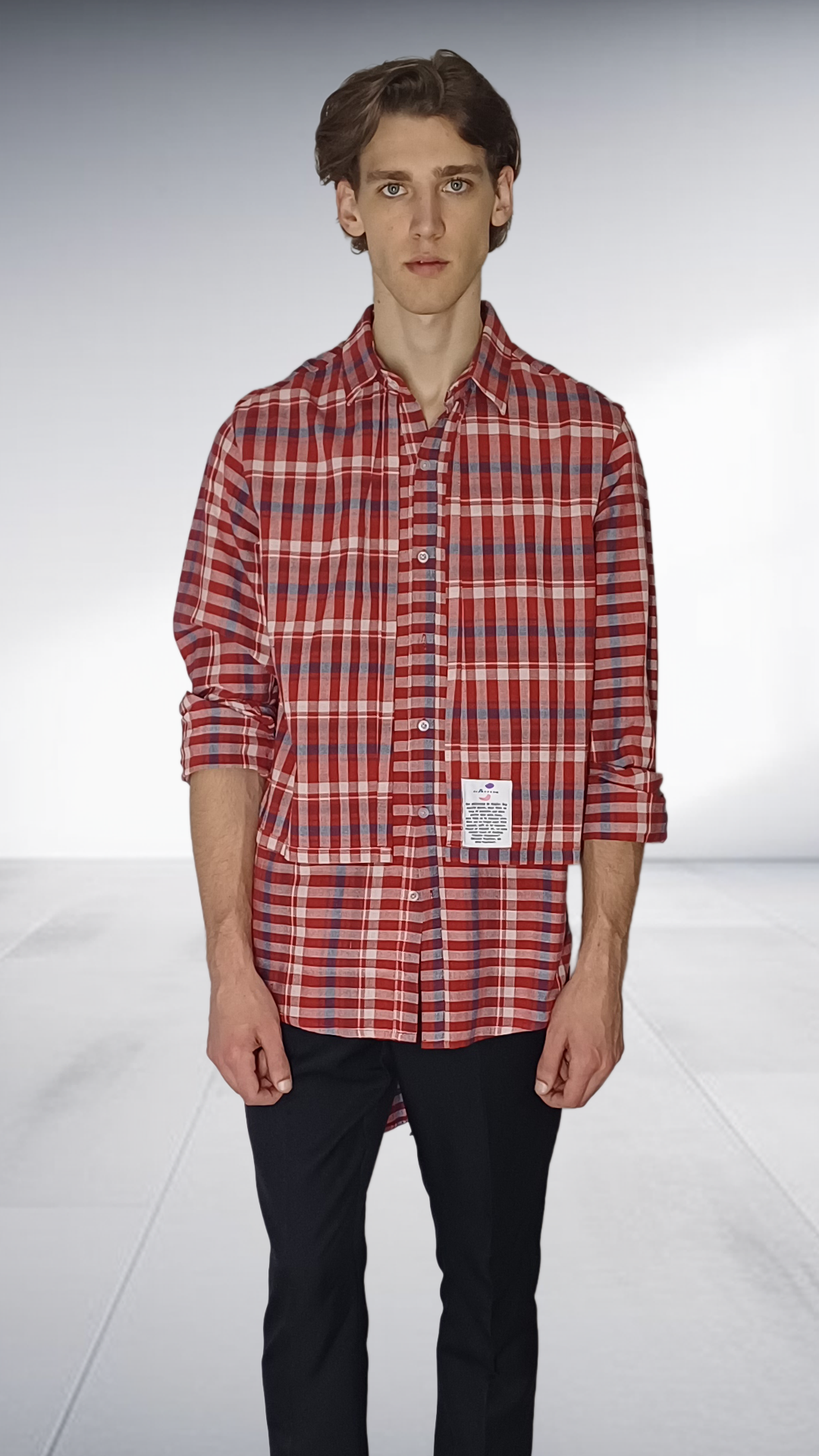 Sipho Mbuto Oversized Check Shirt - Red & Cream