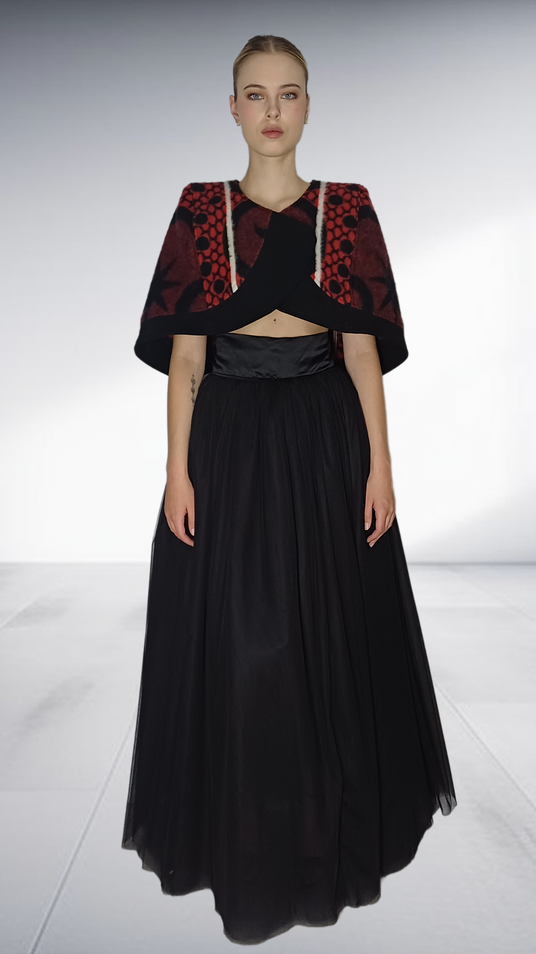 Thabo Makhetha Kobo Ea Bohali Cape - Burgundy & Black