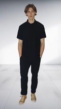 ZIMKHITHA Black Polo T-Shirt & Pants Set
