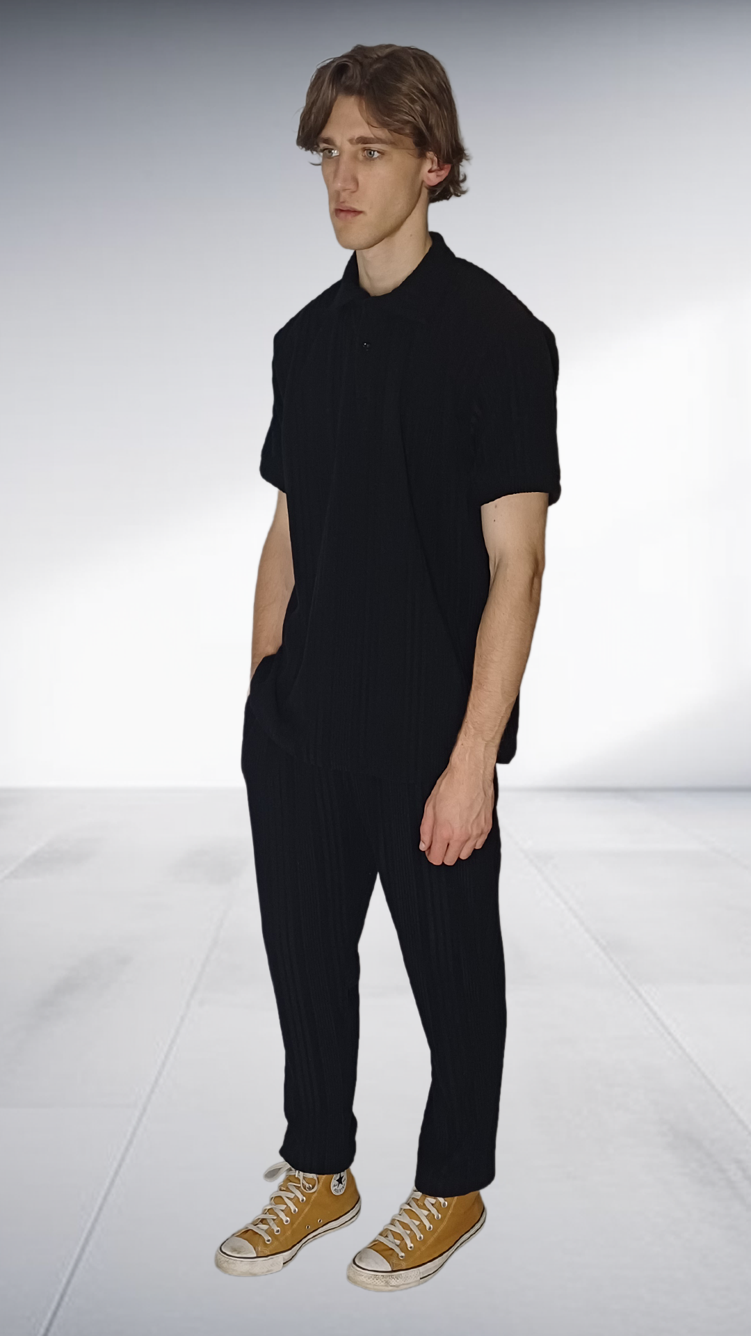 ZIMKHITHA Black Polo T-Shirt & Pants Set