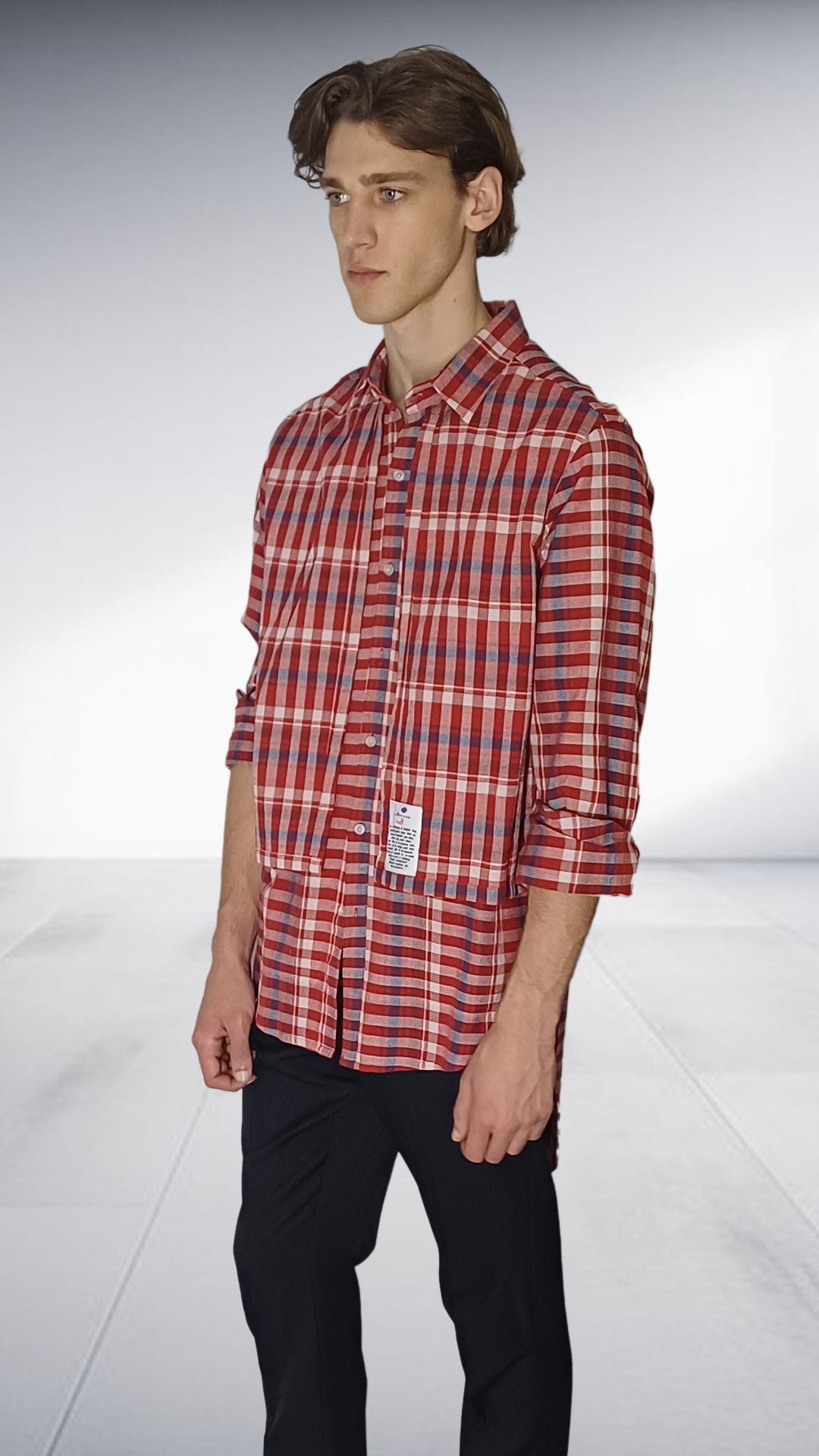 Sipho Mbuto Oversized Check Shirt - Red & Cream