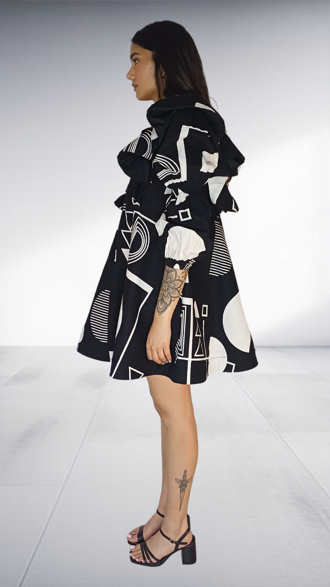 LOLO D Black and White Dress