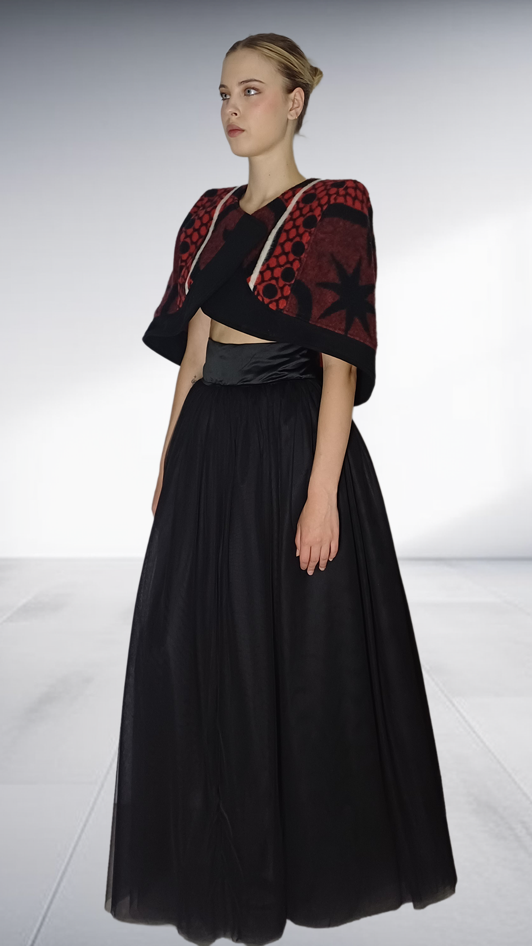 Thabo Makhetha Kobo Ea Bohali Cape - Burgundy & Black