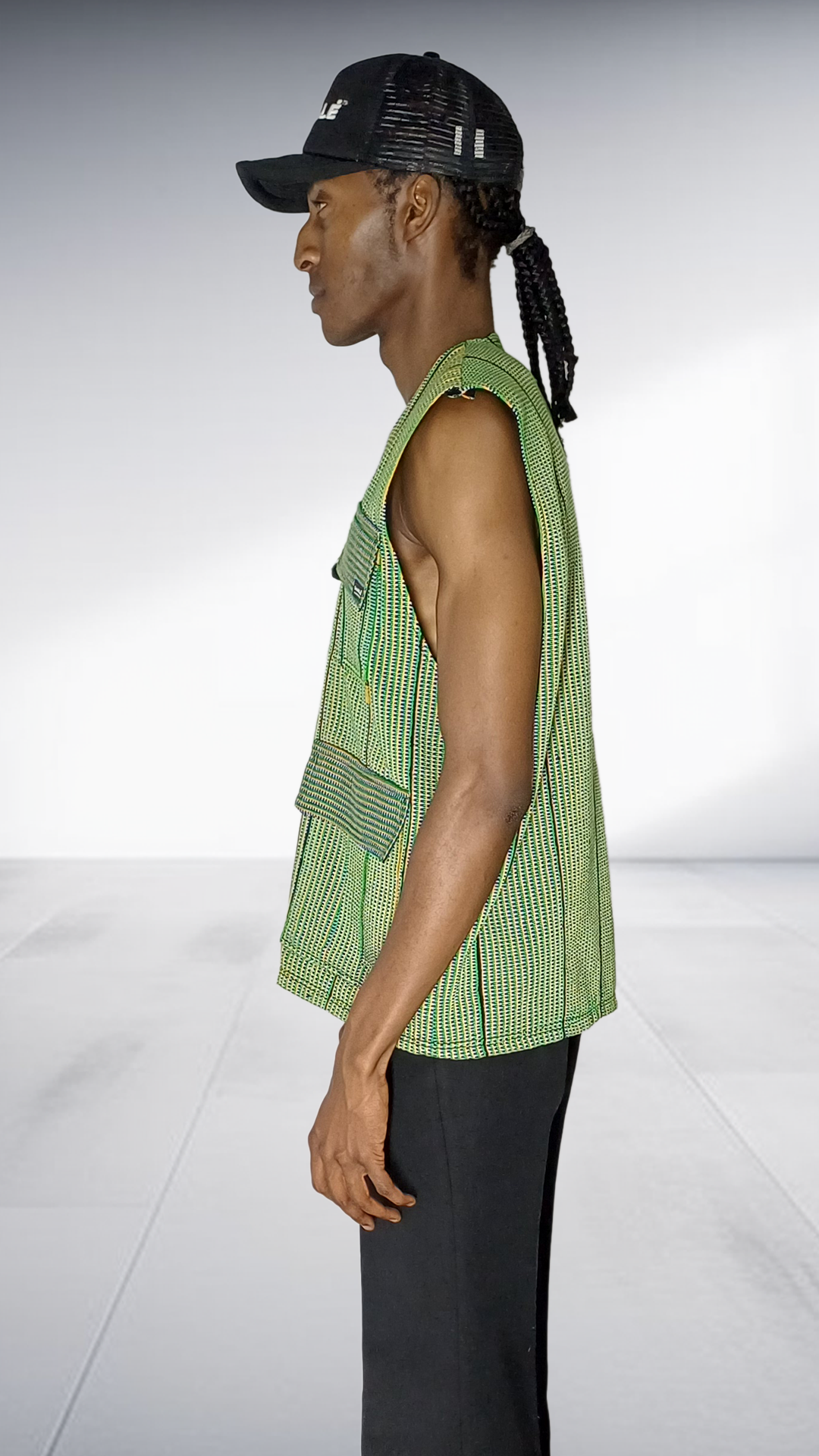 Chale Striped Utility Vest - Green