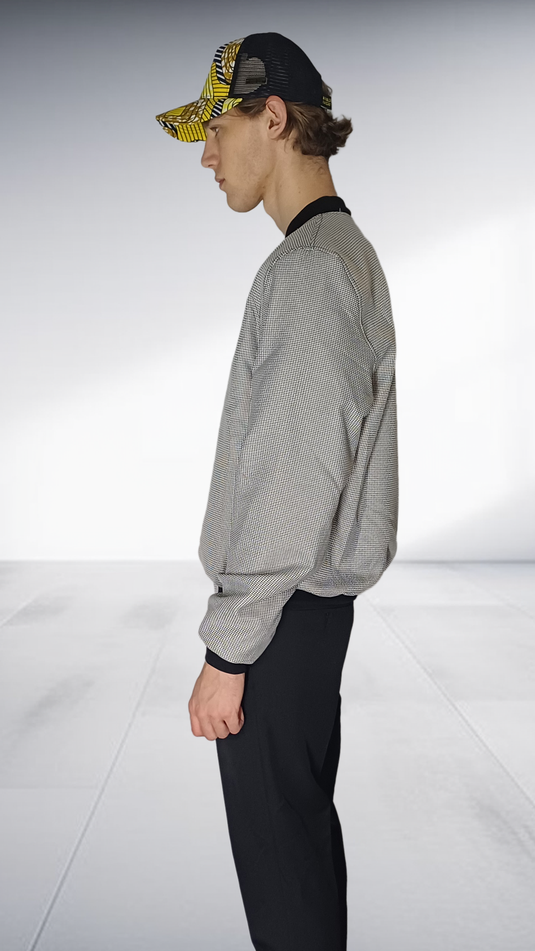 Nivaldo Thierry Houndstooth Bomber Jacket - Grey & Black