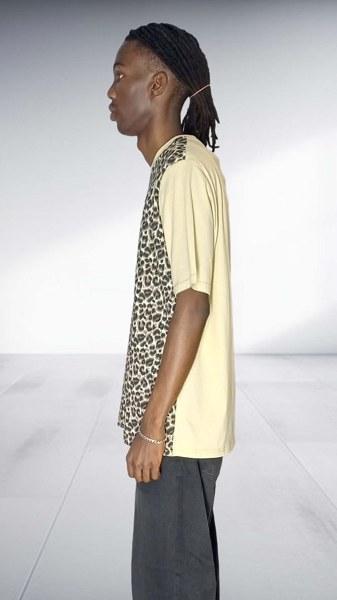 Fundundzi Leopard Print T-Shirt with Metallic Gold Text - Beige & Cream