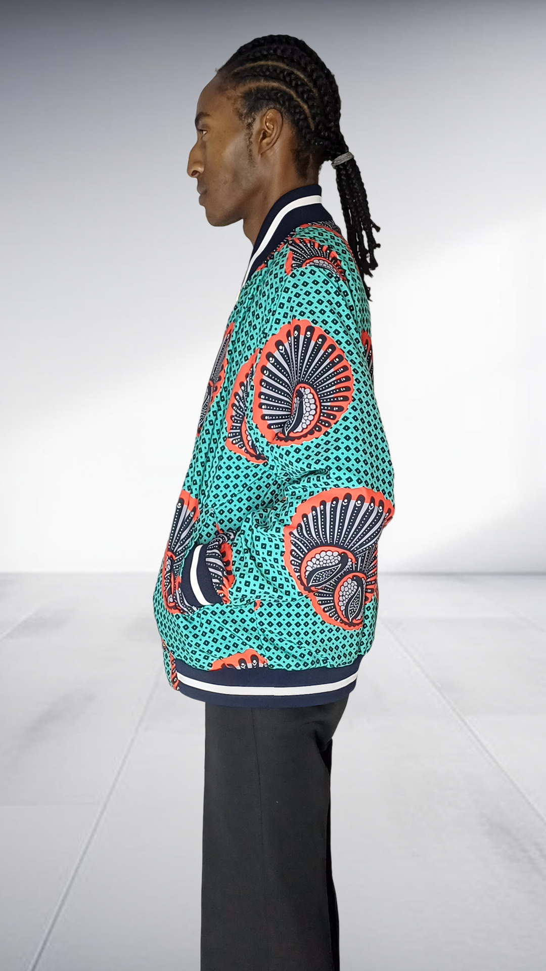 Reversible Mille Collines Peacock Bomber Jacket - Turquoise & Coral