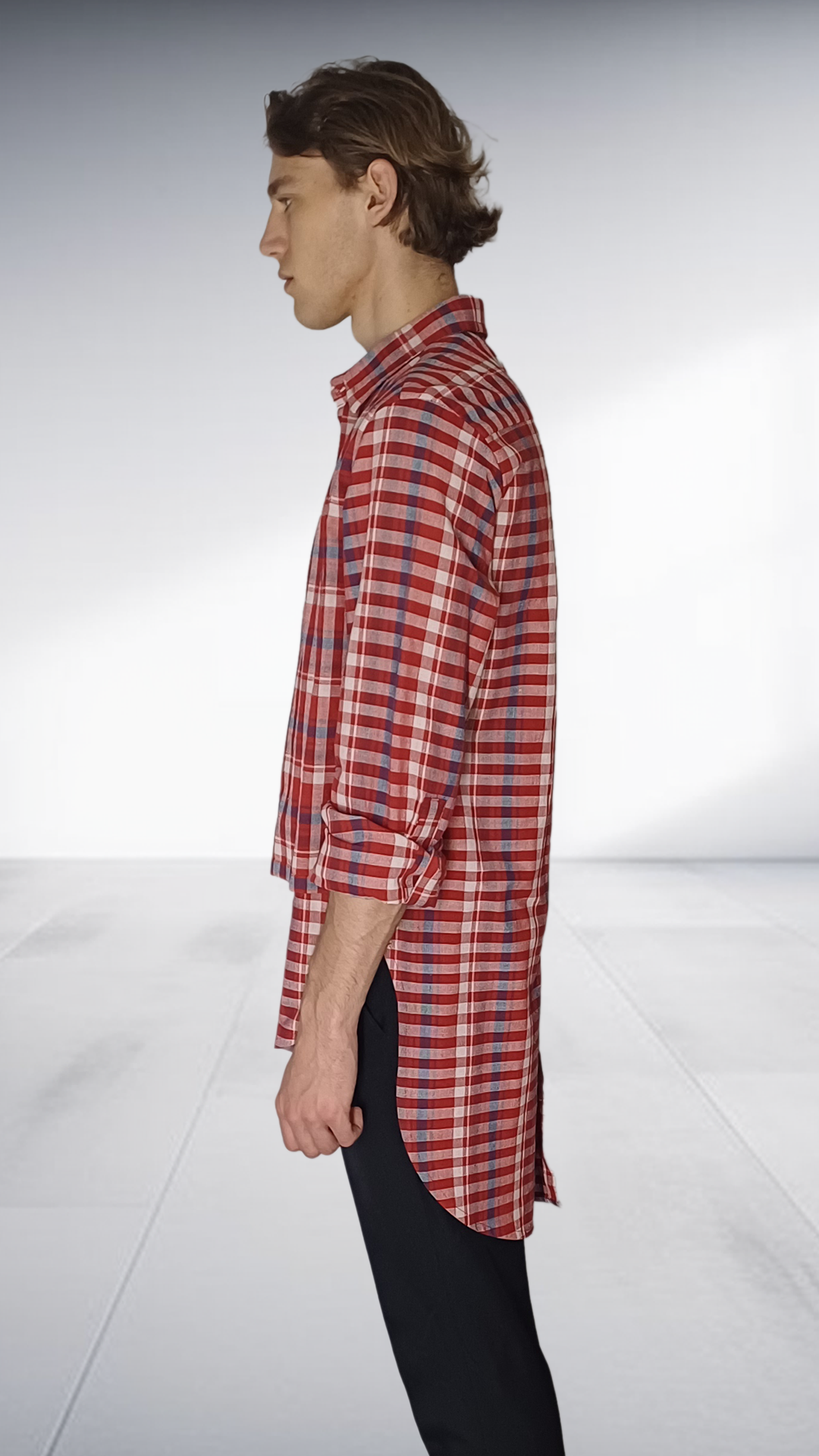 Sipho Mbuto Oversized Check Shirt - Red & Cream