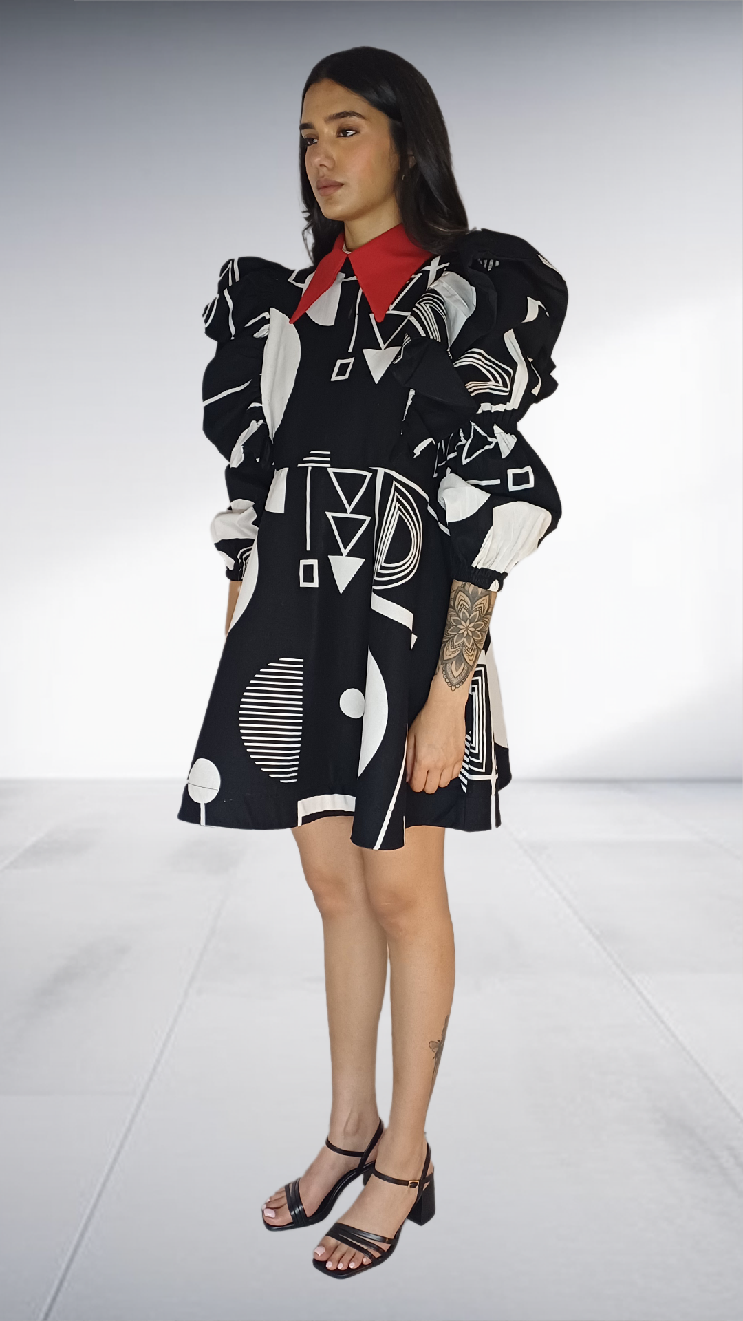 LOLO D Black and White Dress