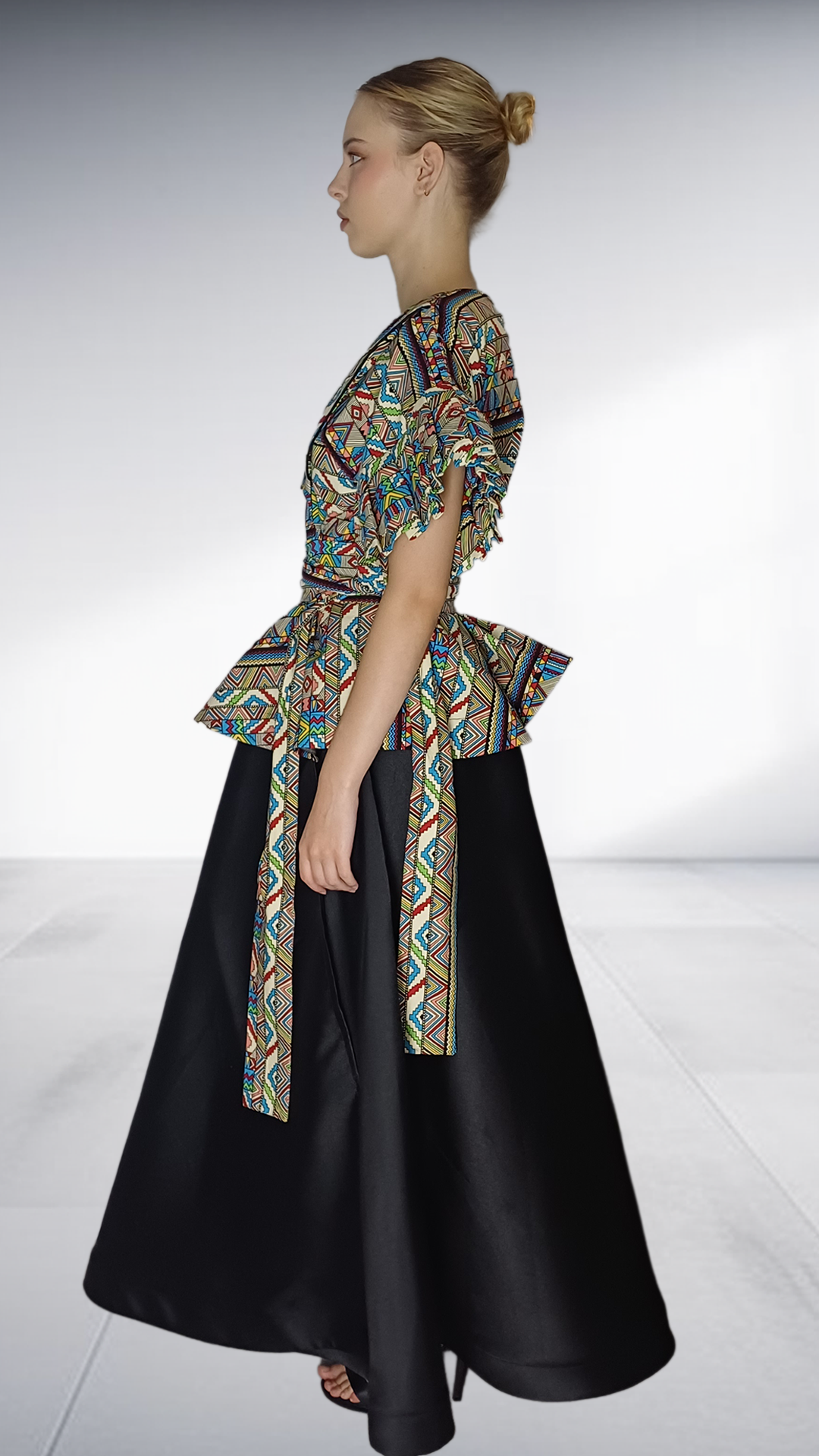 Jozsy Ndebele Print Wrap Top - Turquoise, Coral & Gold