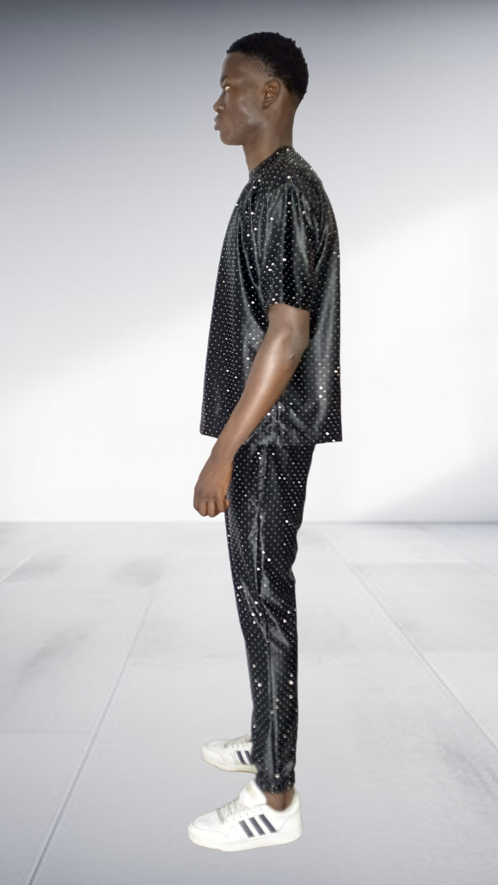 Thula Sindi Black Velvet Studded Two-Piece Set – velvet Two-Piece Set, view 3 | AfricaRise
