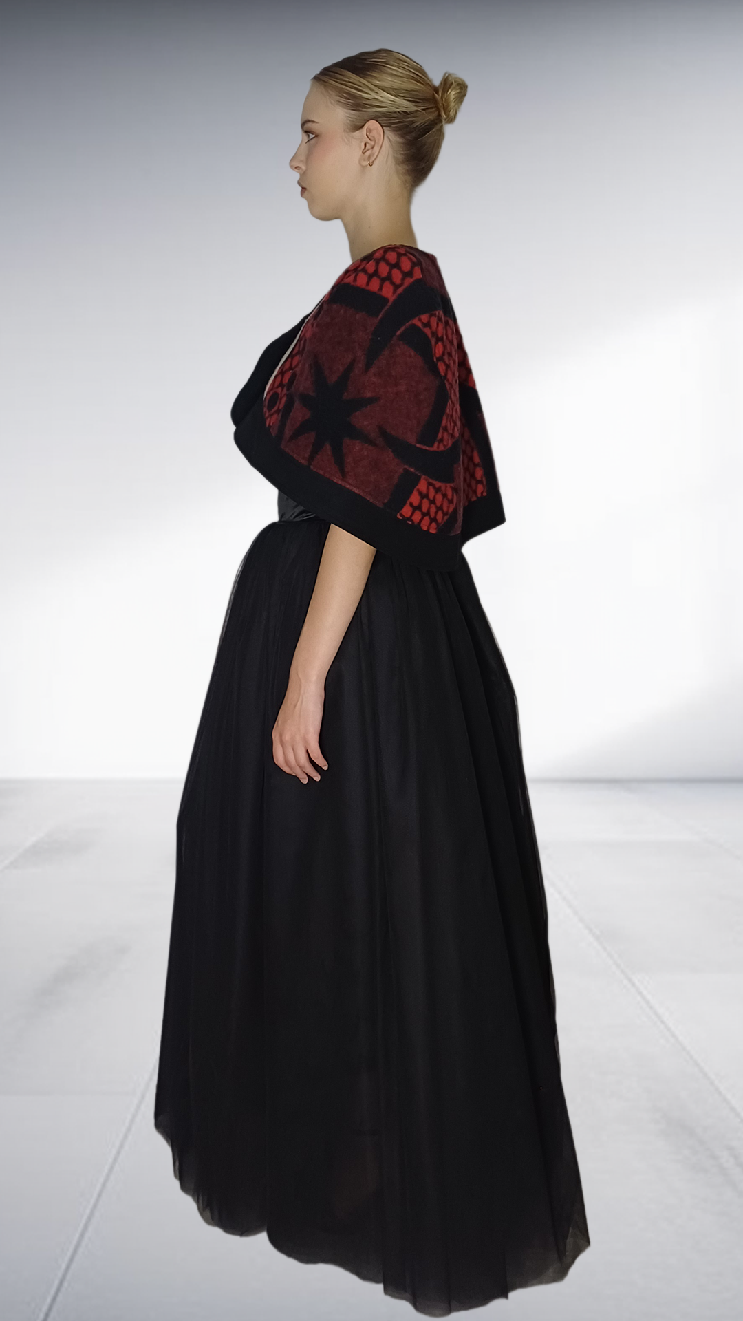 Thabo Makhetha Kobo Ea Bohali Cape - Burgundy & Black