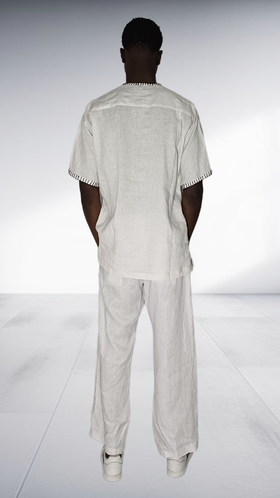 J.O.B White Linen Embroidered Two-Piece Set