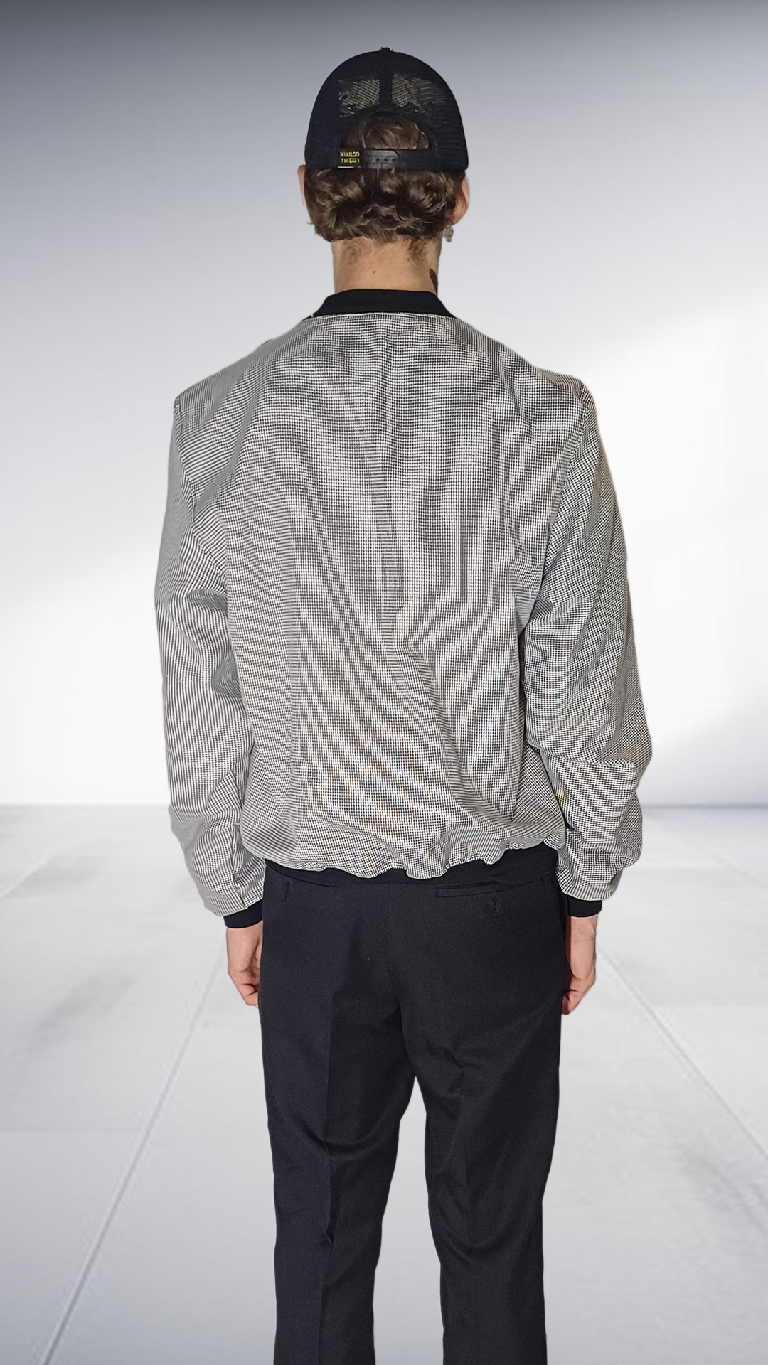 Nivaldo Thierry Houndstooth Bomber Jacket - Grey & Black