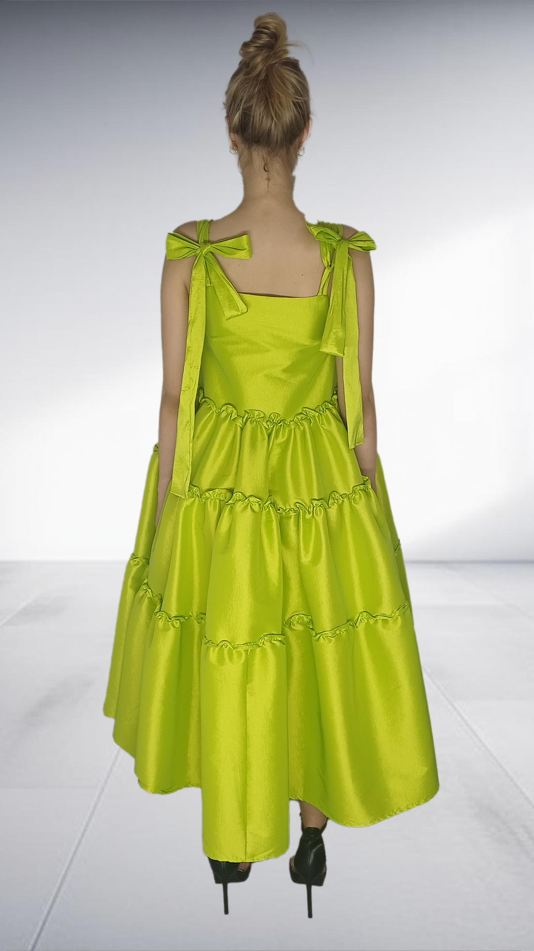 Isabel De Villiers Chartreuse Tiered Maxi Dress