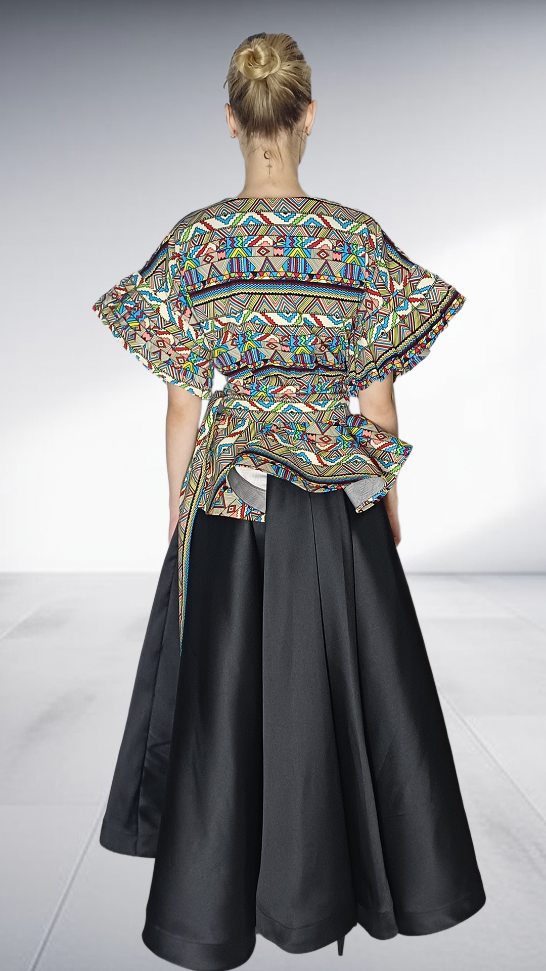 Jozsy Ndebele Print Wrap Top - Turquoise, Coral & Gold