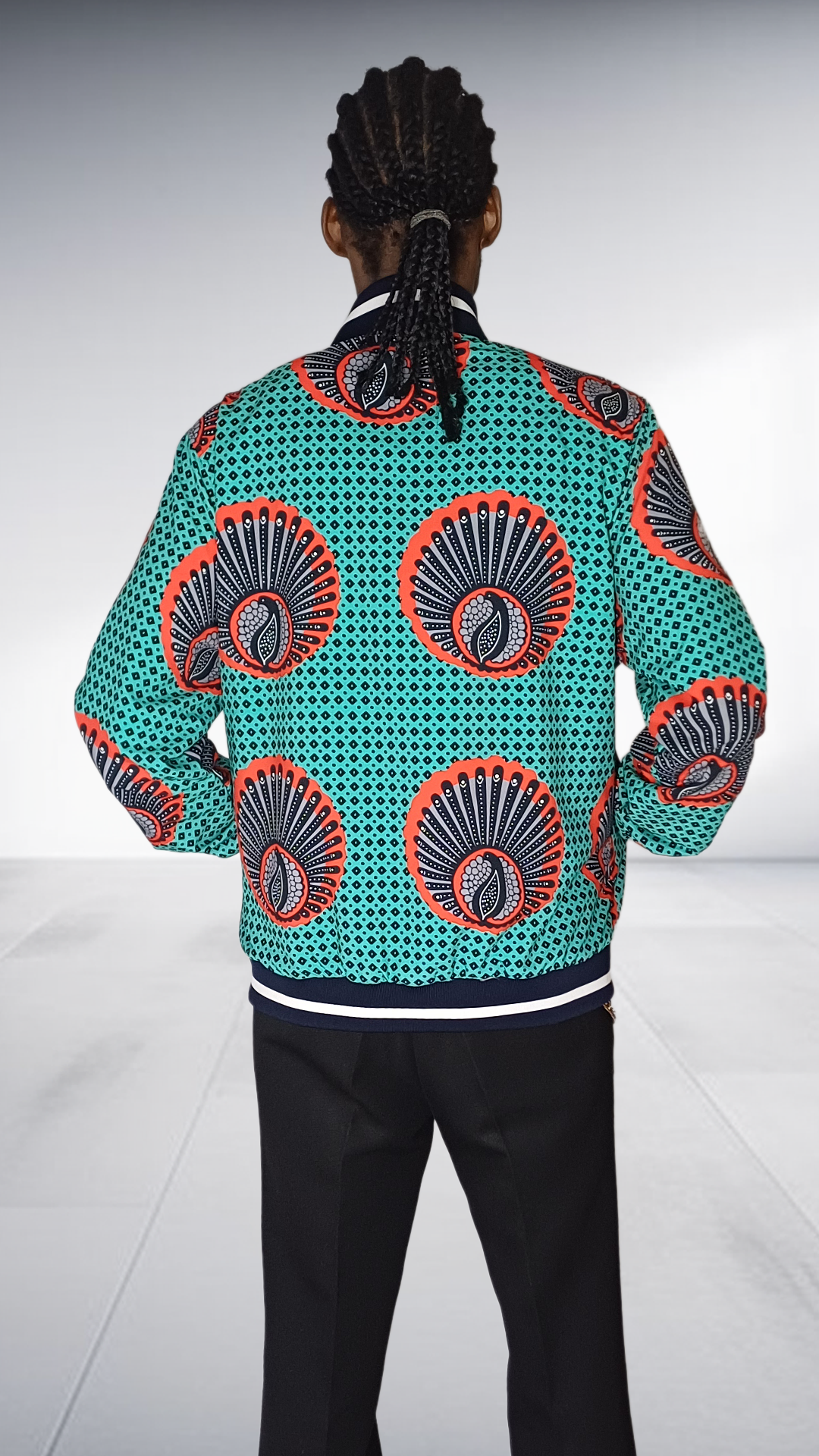 Reversible Mille Collines Peacock Bomber Jacket - Turquoise & Coral