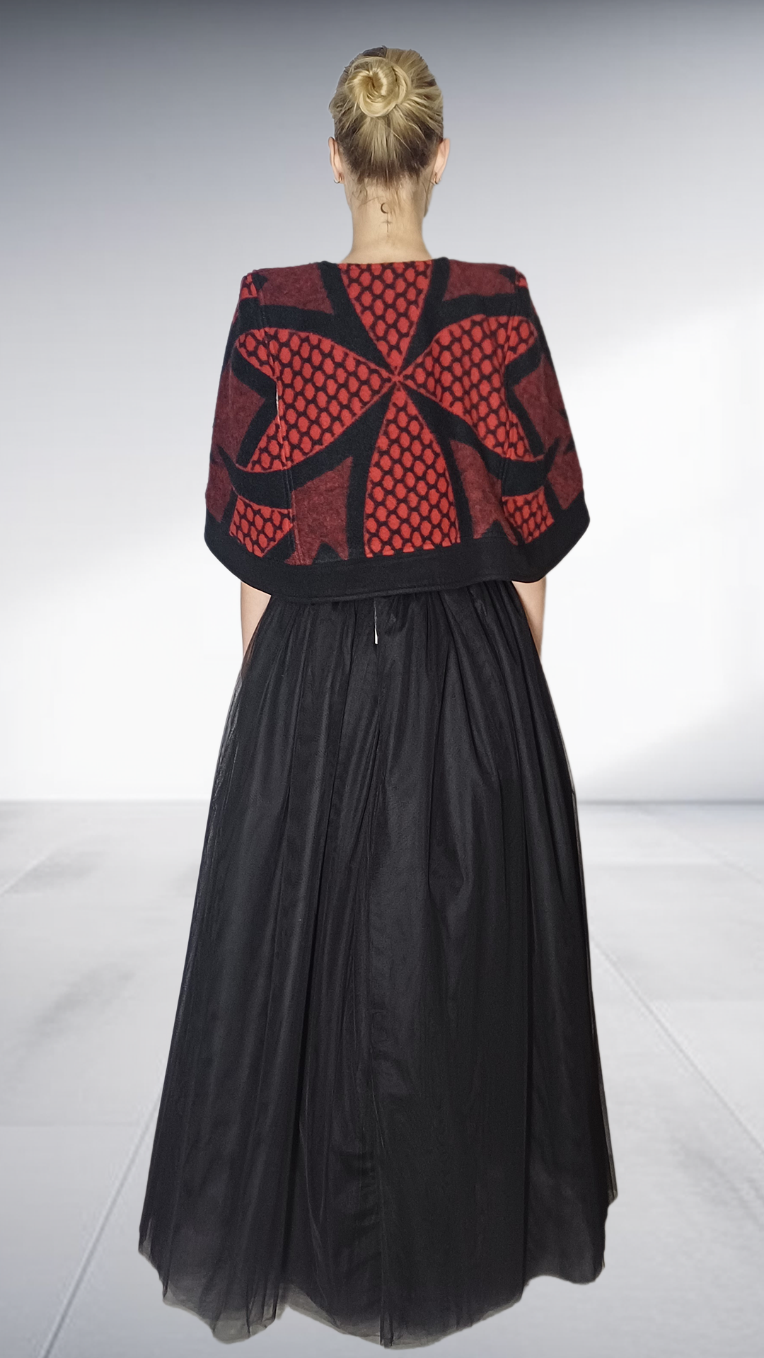 Thabo Makhetha Kobo Ea Bohali Cape - Burgundy & Black