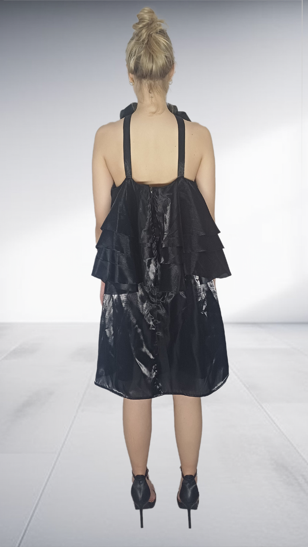 Thula Sindi - Vera Black Sculptural Asymmetric Ruffle Dress