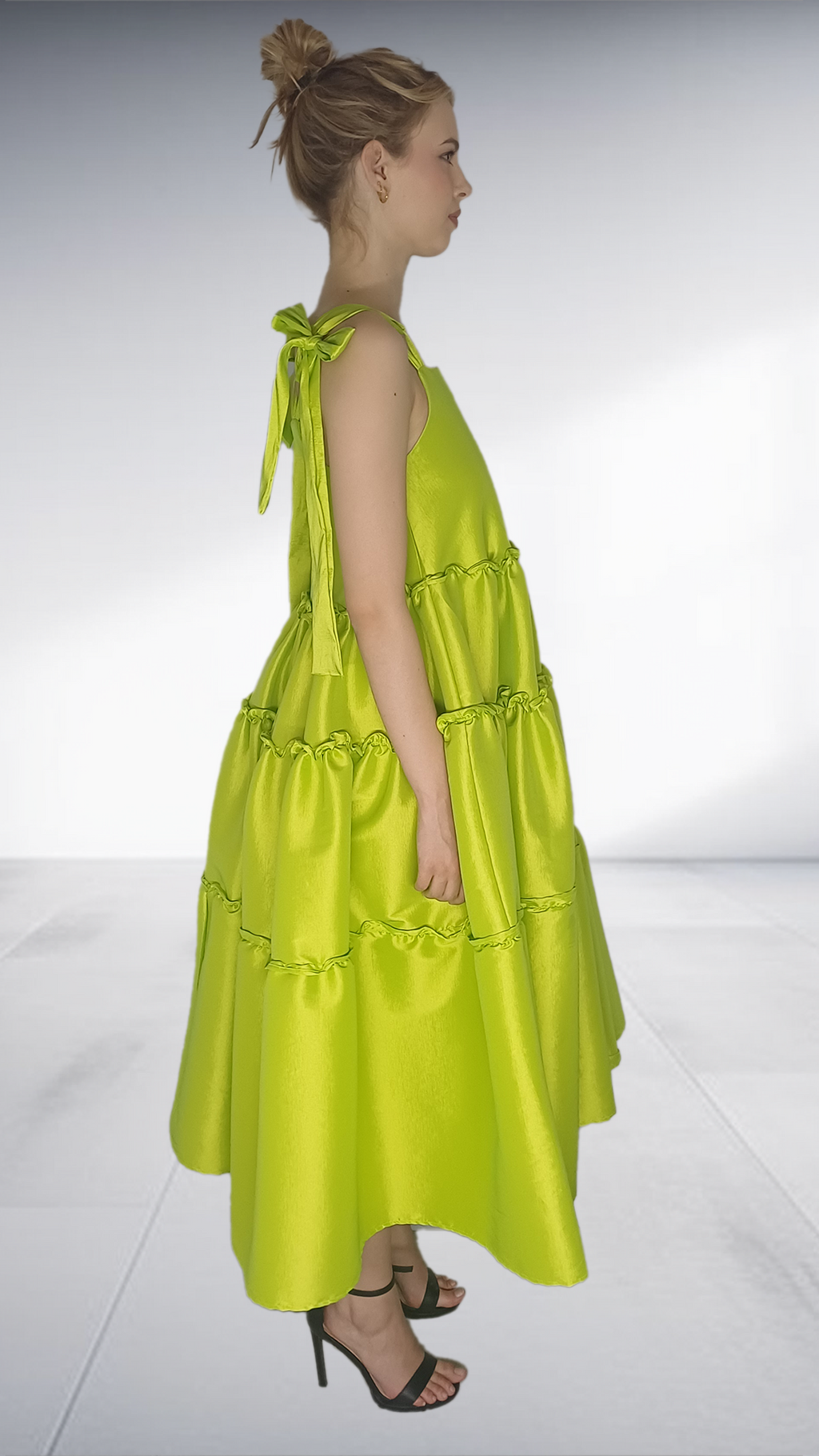 Isabel De Villiers Chartreuse Tiered Maxi Dress