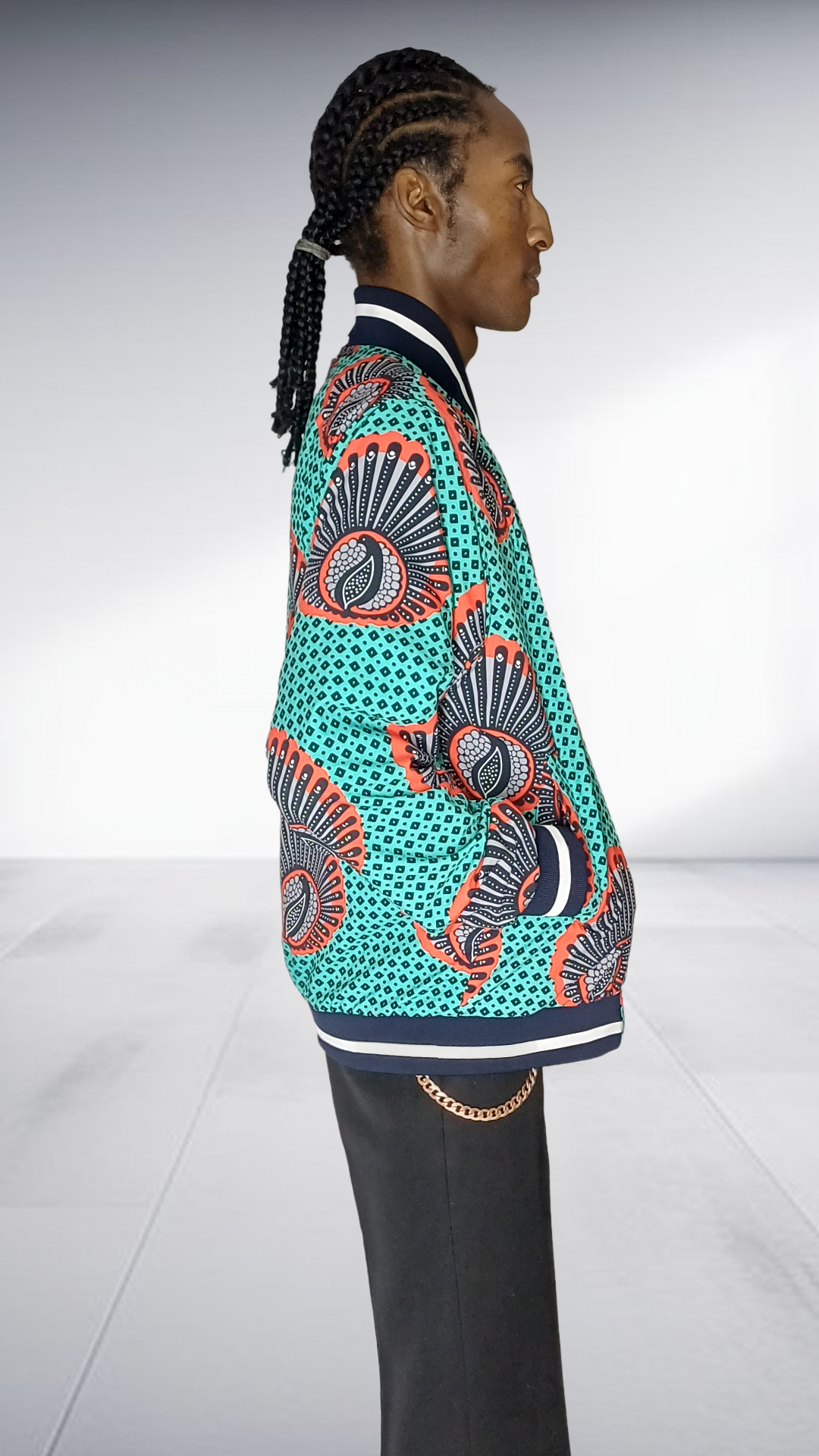 Reversible Mille Collines Peacock Bomber Jacket - Turquoise & Coral