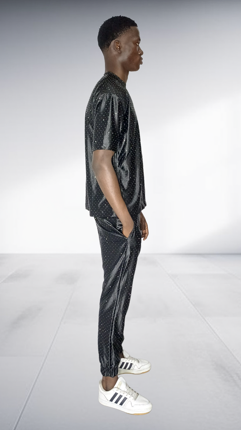 Thula Sindi Black Velvet Studded Two-Piece Set – velvet Two-Piece Set, view 5 | AfricaRise