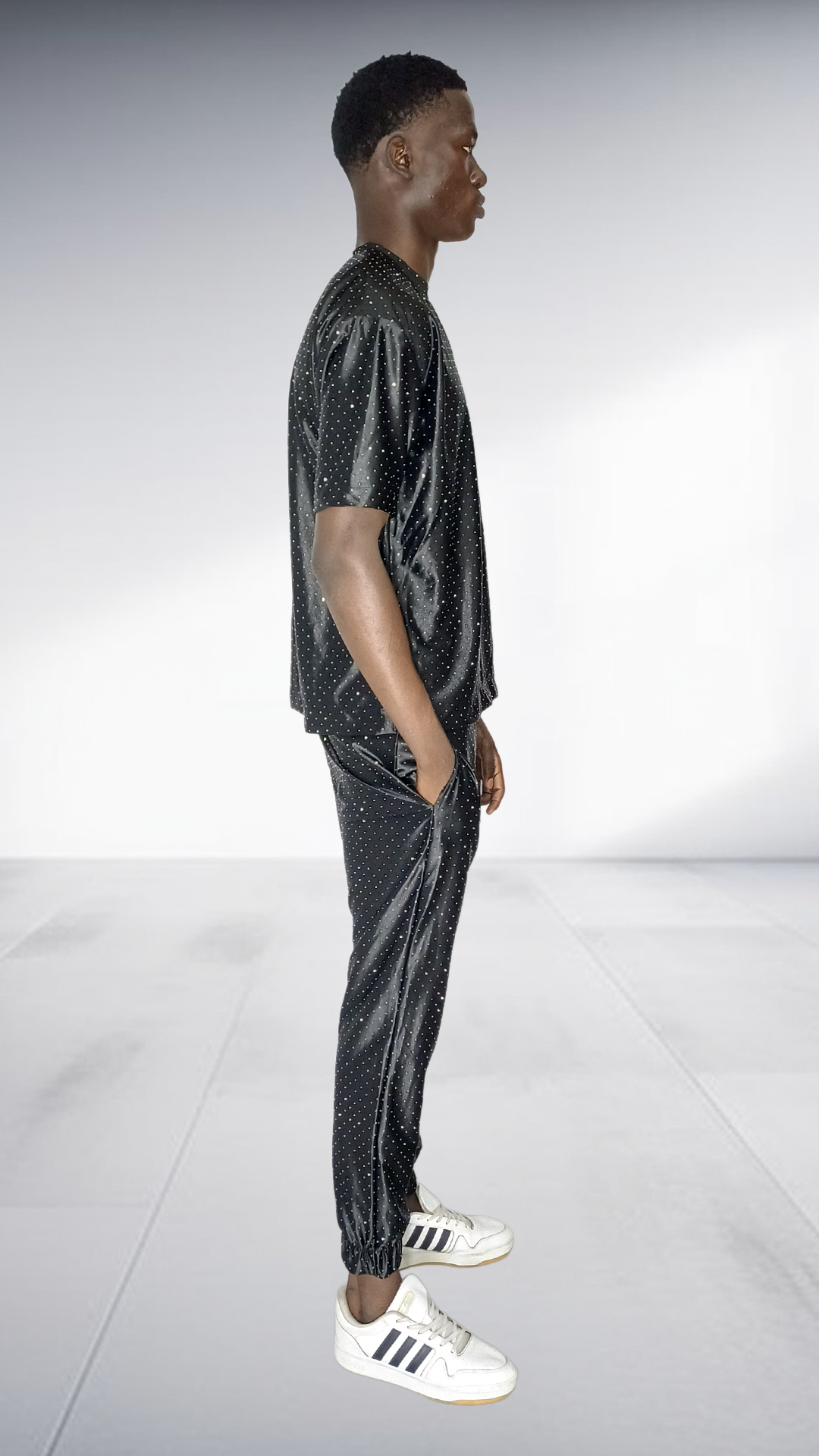 Thula Sindi Black Velvet Studded Two-Piece Set