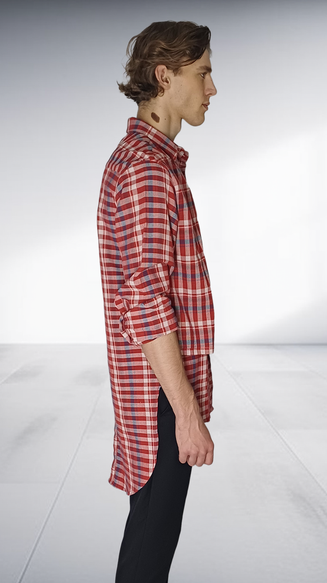 Sipho Mbuto Oversized Check Shirt - Red & Cream