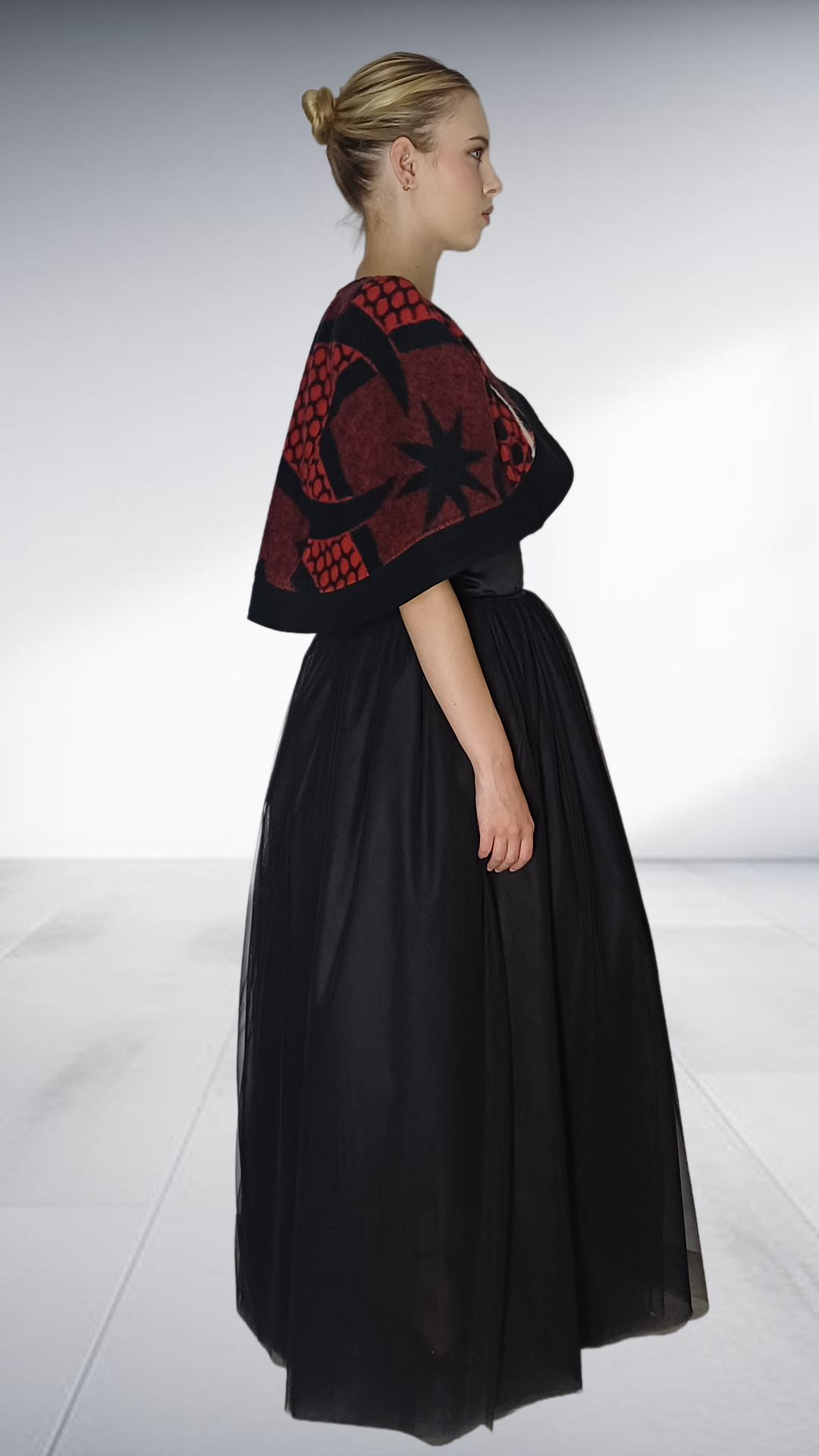 Thabo Makhetha Kobo Ea Bohali Cape - Burgundy & Black