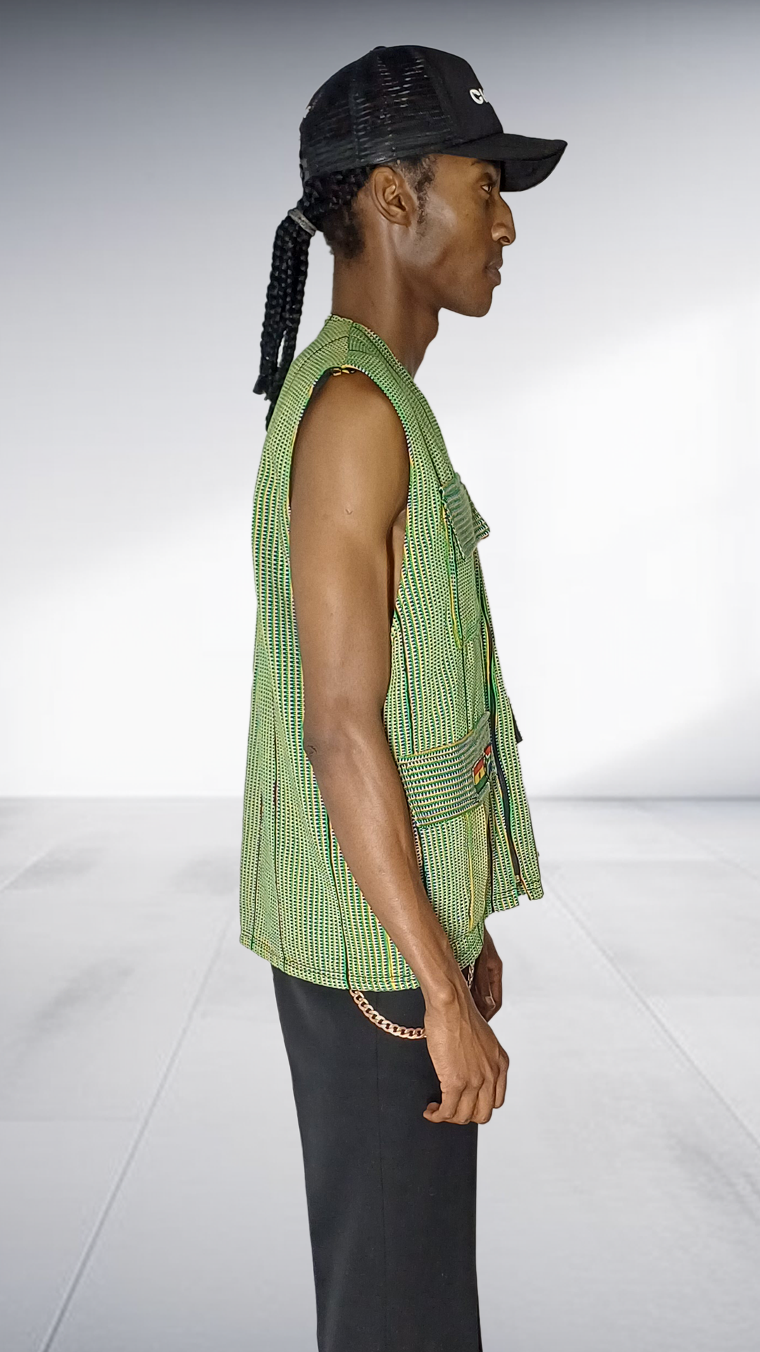 Chale Striped Utility Vest - Green