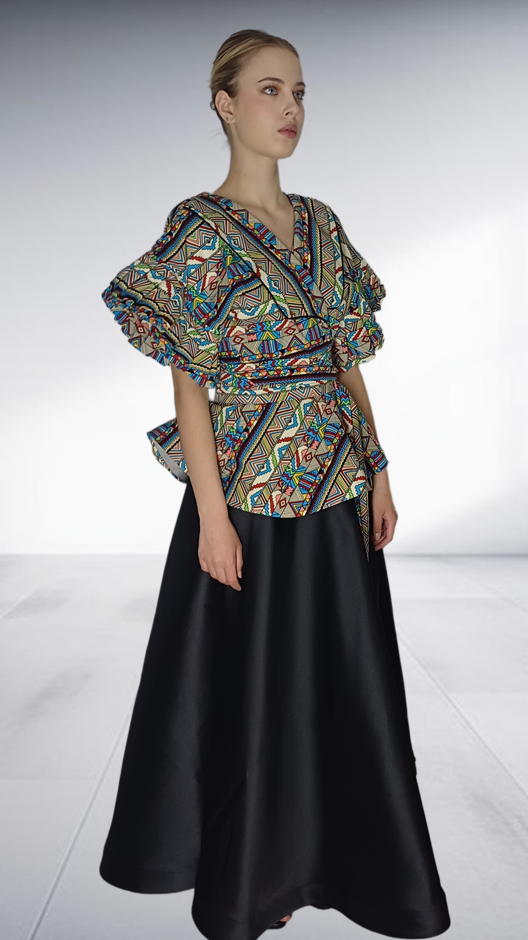 Jozsy Ndebele Print Wrap Top - Turquoise, Coral & Gold