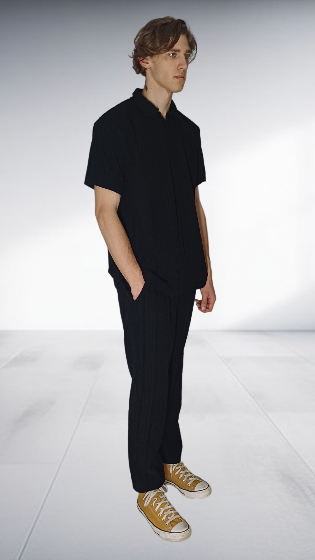 ZIMKHITHA Black Polo T-Shirt & Pants Set